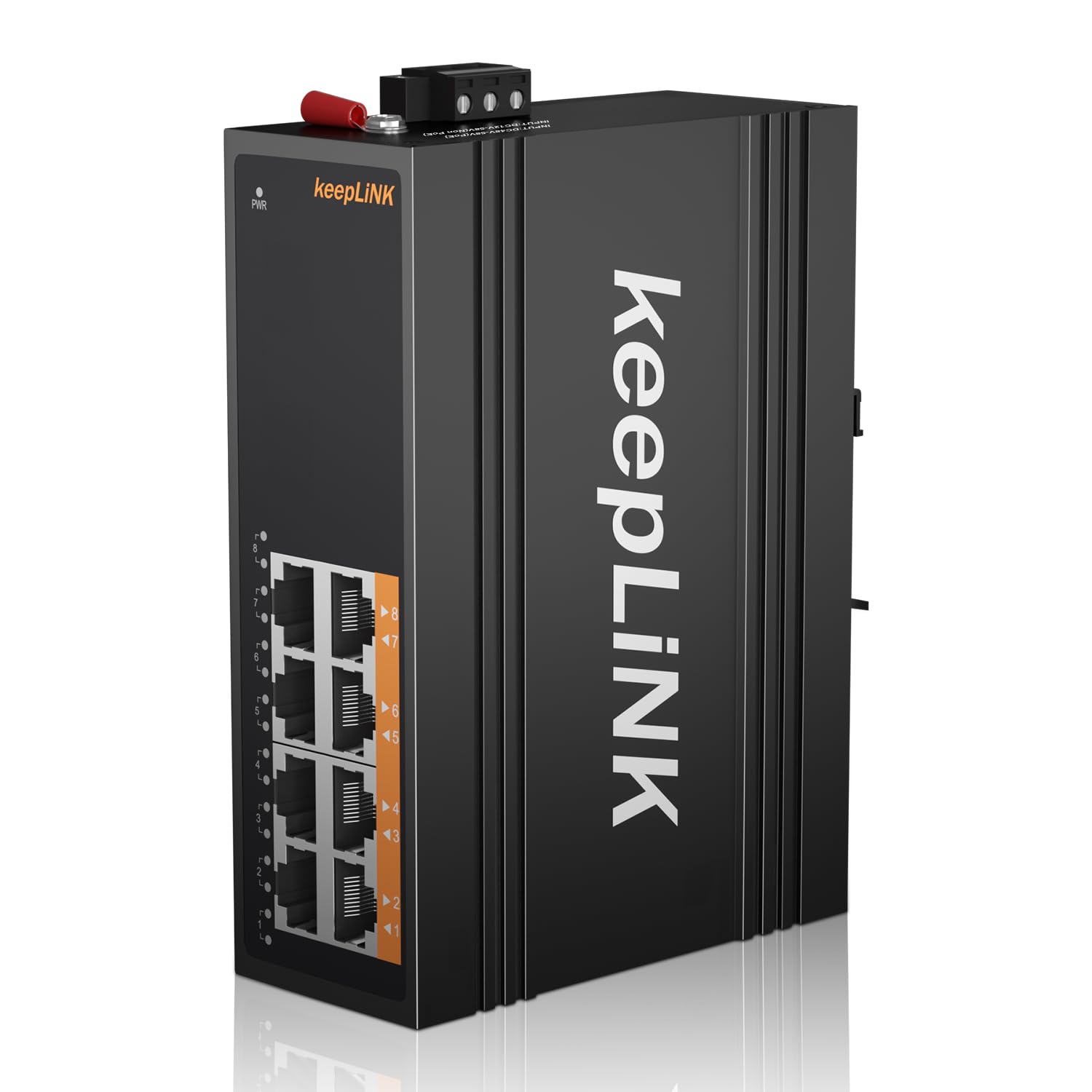 Keeplink 8 Port Industrial Gigabit Switch, Din Rail Network Switch Unmanaged, Ip40, Operating Temperature Range Of  30   75C ( 2