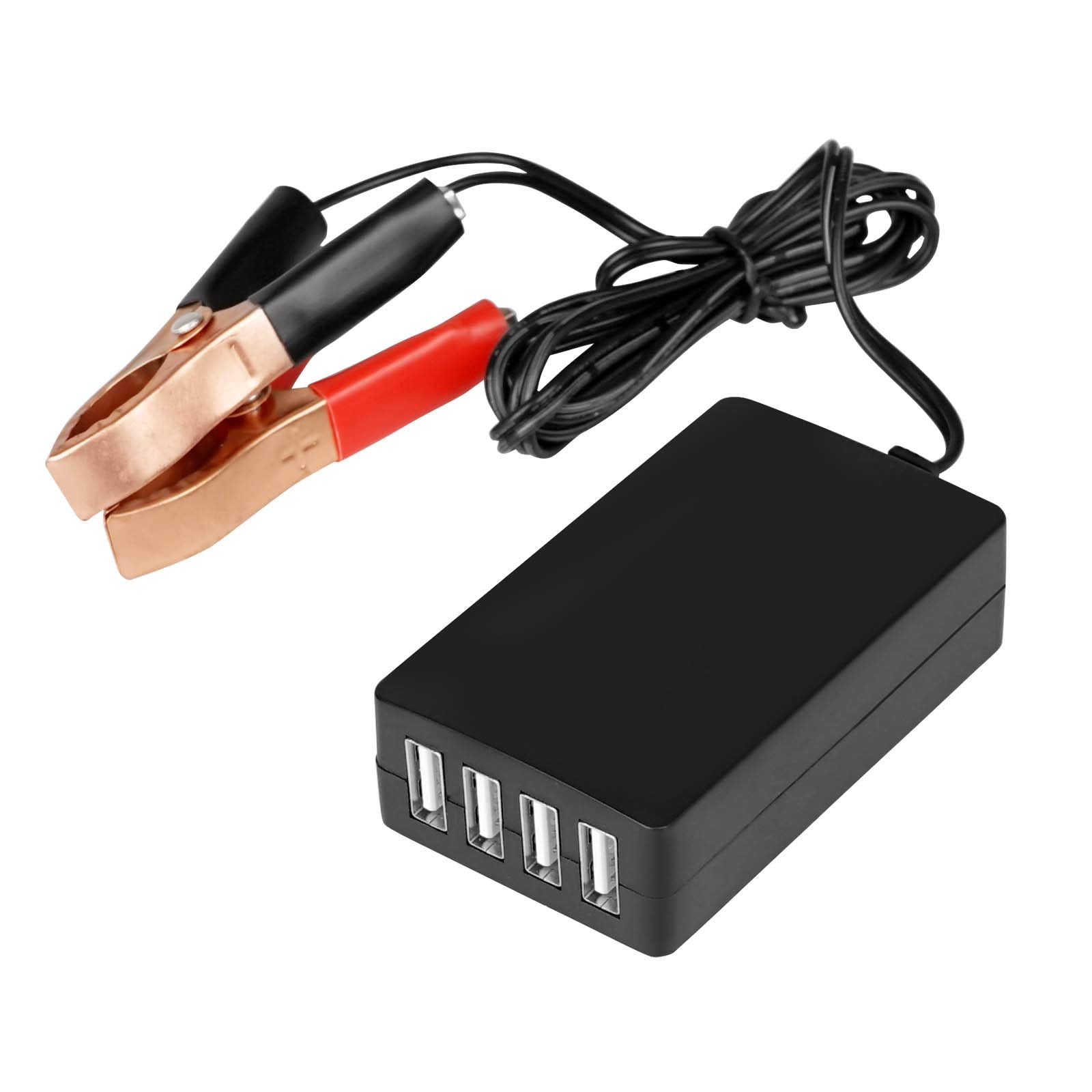 Dc Converter With Battery Clip 12V 24V To 5V 8A Usb Power Adapter Buck Regulator Charger, 4 Ports Automatically Identify Shunt C