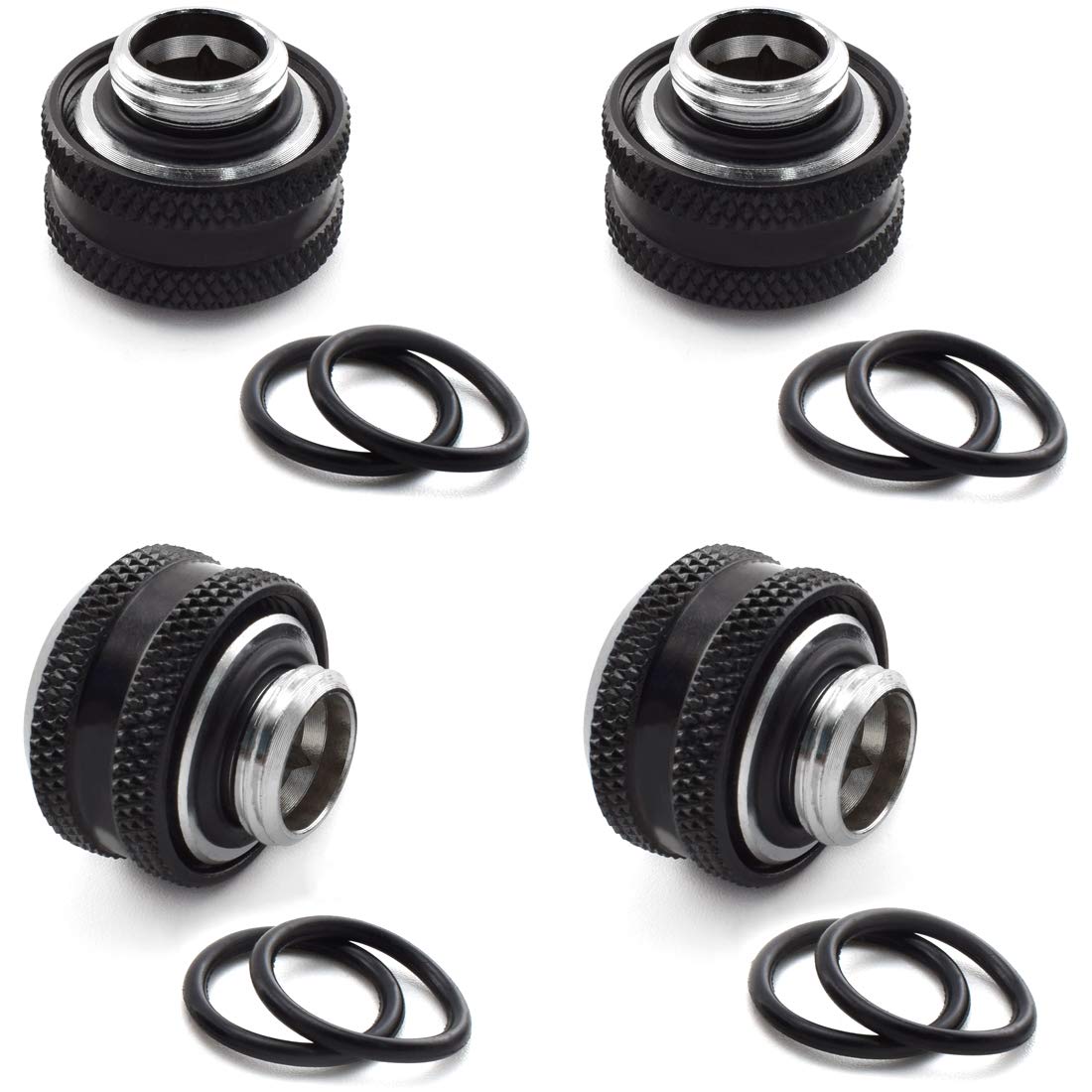 SDTC Tech 4-Pack G1/4 to 10mm x 14mm (IDxOD) Rigid Tubing Compression Fitting for PC Water Cooling System Metal & PETG Tube