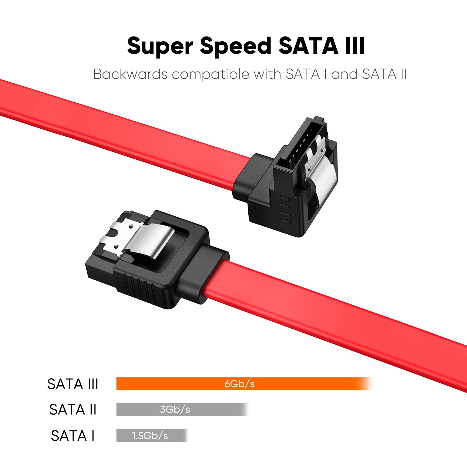 Cablecreation Sata Iii Cable,8 Inch/0.6Ft Sata Iii 6.0 Gbps 7Pin Female To Downward Right Angle + Straight Female Data Cable Wit