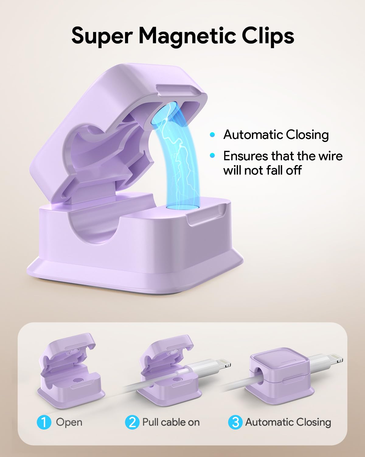 8 Pack Magnetic Cord Organizer, Easy Secure Adhesive Cable Management, Wire Holder Keeper Organizer Management, Hide/Organize Ph