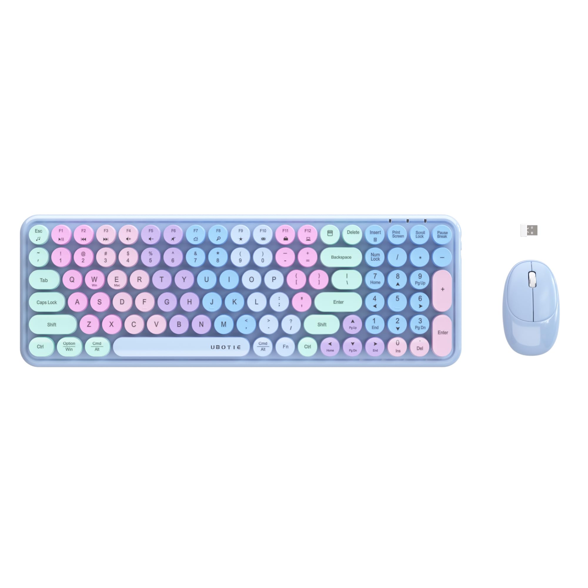UBOTIE Wireless Keyboards and Mouse Combo (Purple Rainbow)