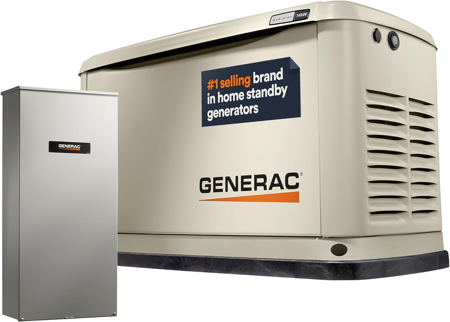 Generac 7225 14Kw Air Cooled Guardian Series Home Standby Generator With 200 Amp Transfer Switch   Comprehensive Protection   Sm