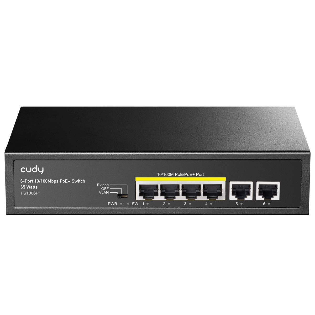 Cudy Fs1006P 6 Port 10/100M Poe Switch 60W, 4 Poe Ports, Cctv Mode (Transmit Distance To 250M At 10Mbps), Pd Detection,Fan Less,