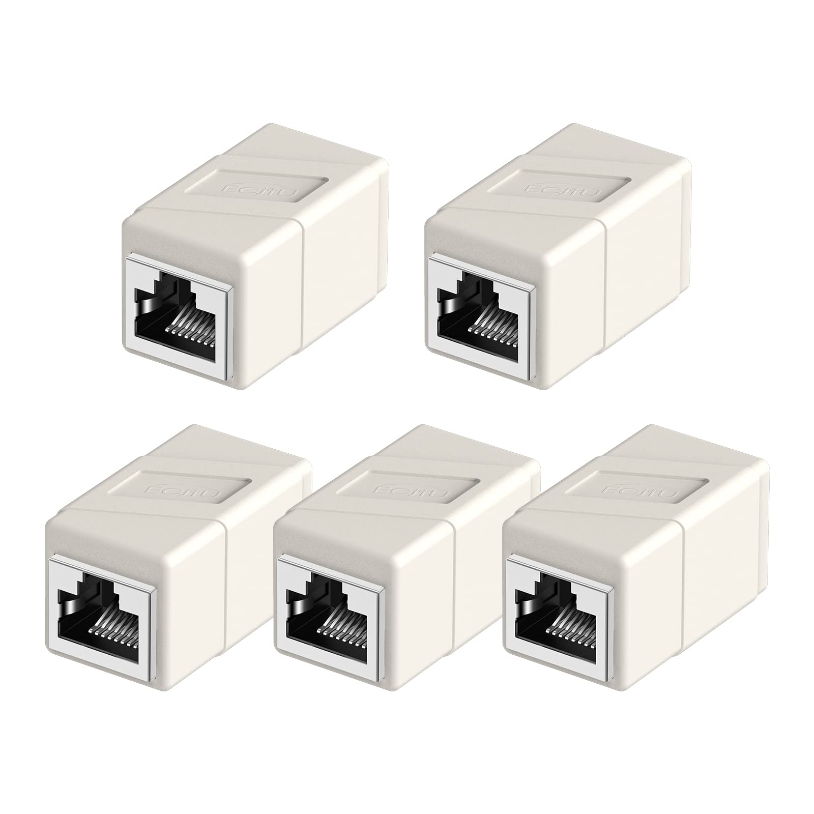Rj45 Coupler, 5 Pack Ethernet Adapters Female To Female, Ethernet Cable Extender Adapter, 8 Pin Modular Straight Through, Network Connectors For Cat8/Cat7/Cat6/Cat6A/Cat5E/Cat5 Ethernet Cable(White)