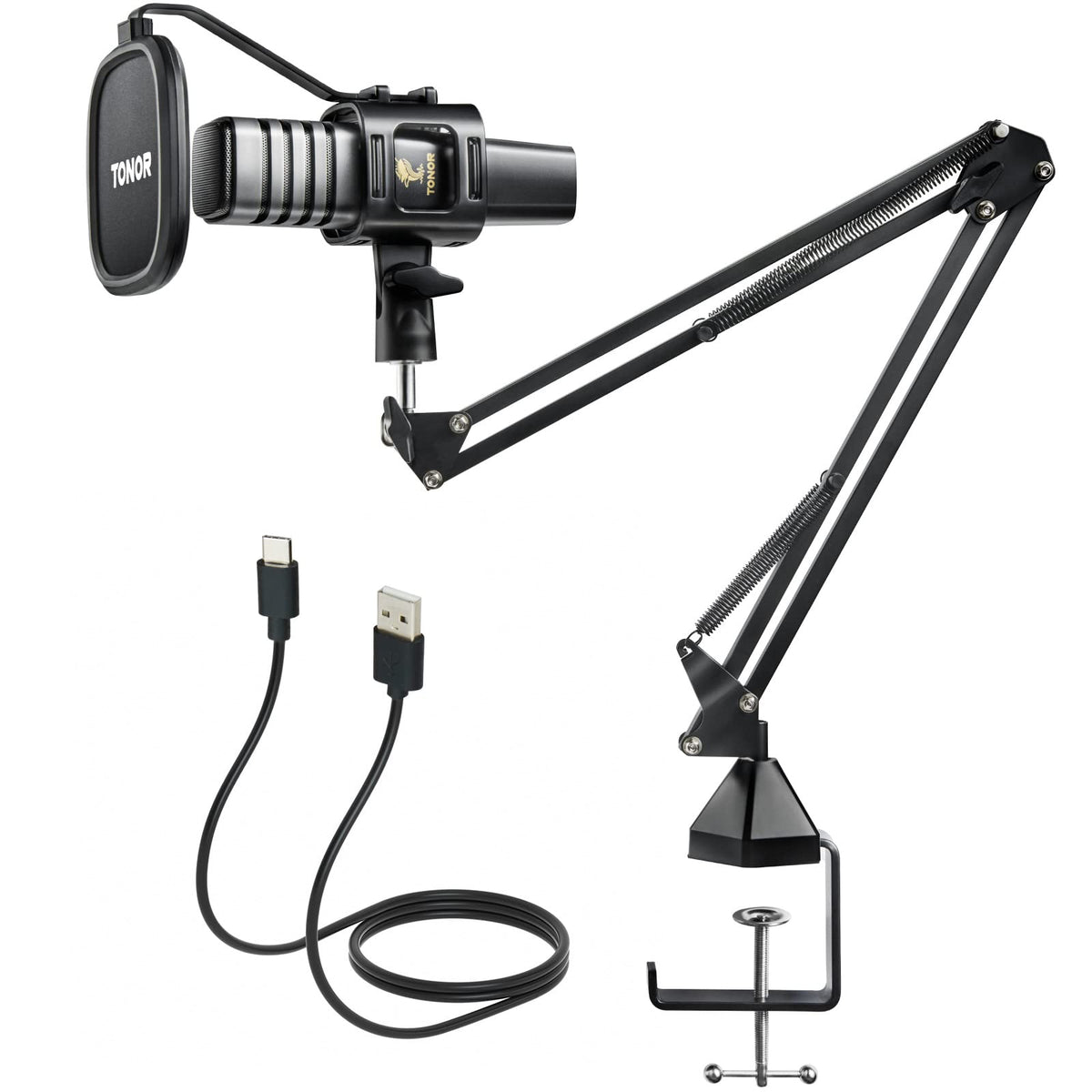 Tonor Usb Microphone Kit, Pc Podcast Recording Cardioid Condenser Computer Mic Set For Gaming, Streaming, Singing, Voice Over, Y