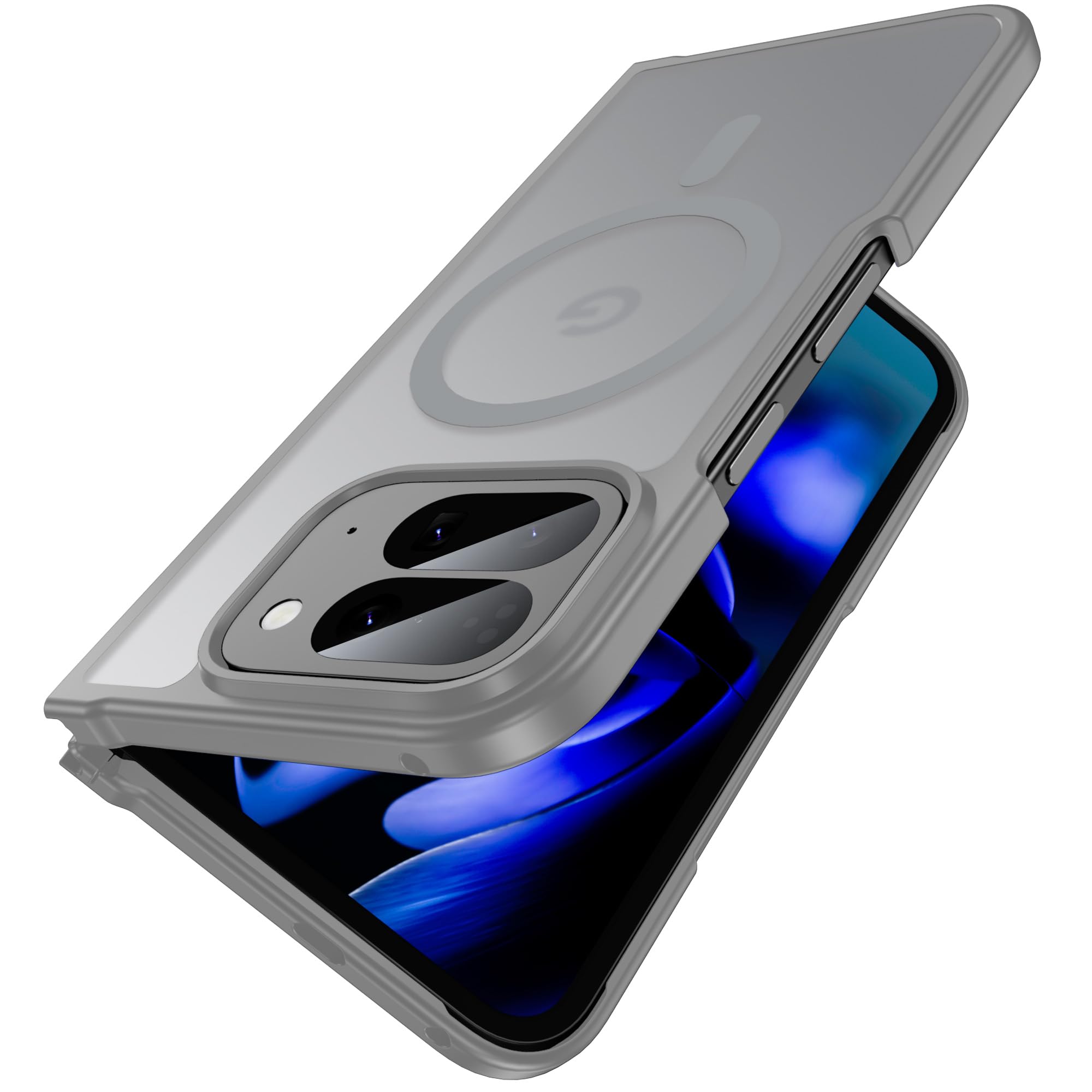 MAKAVO Magnetic for Google Pixel 10 Pro Fold Case [Compatible with MagSafe] Slim Translucent Matte Hard Back Cover & Soft Bumper
