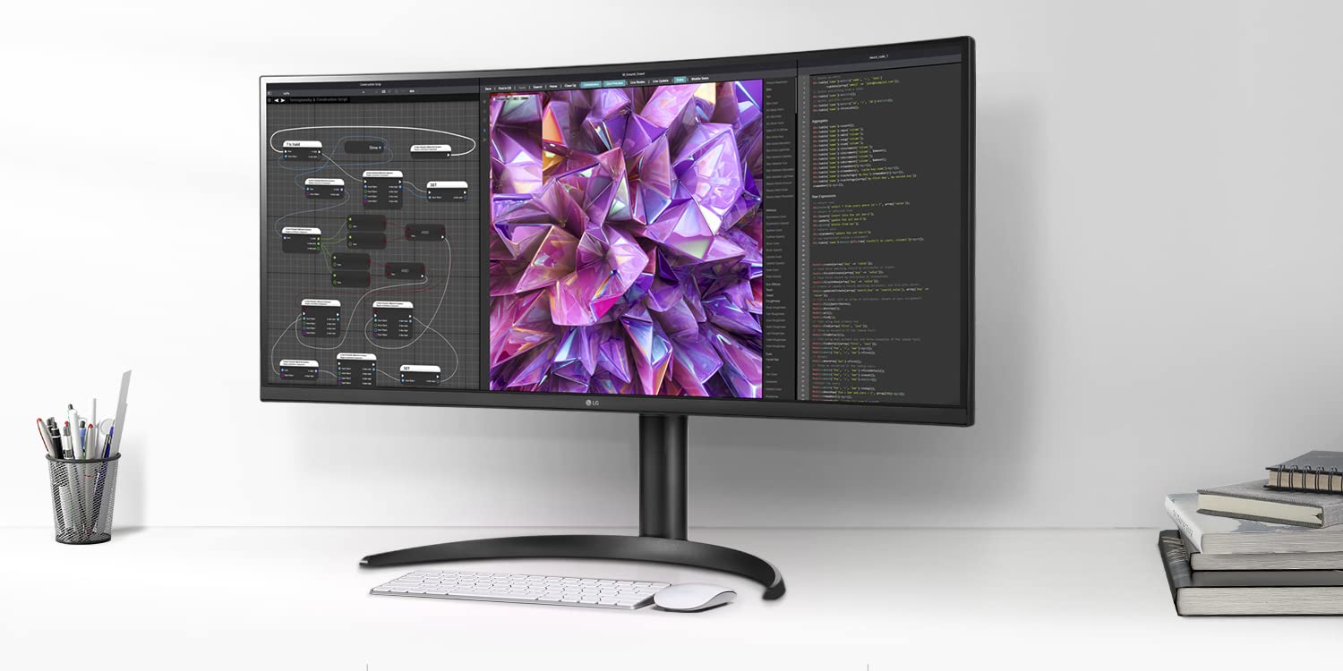 Lg Ultrawide Qhd 34 Inch Curved Computer Monitor 34Wq73A B, Ips With Hdr 10 Compatibility, Built In Kvm, And Usb Type C, Black