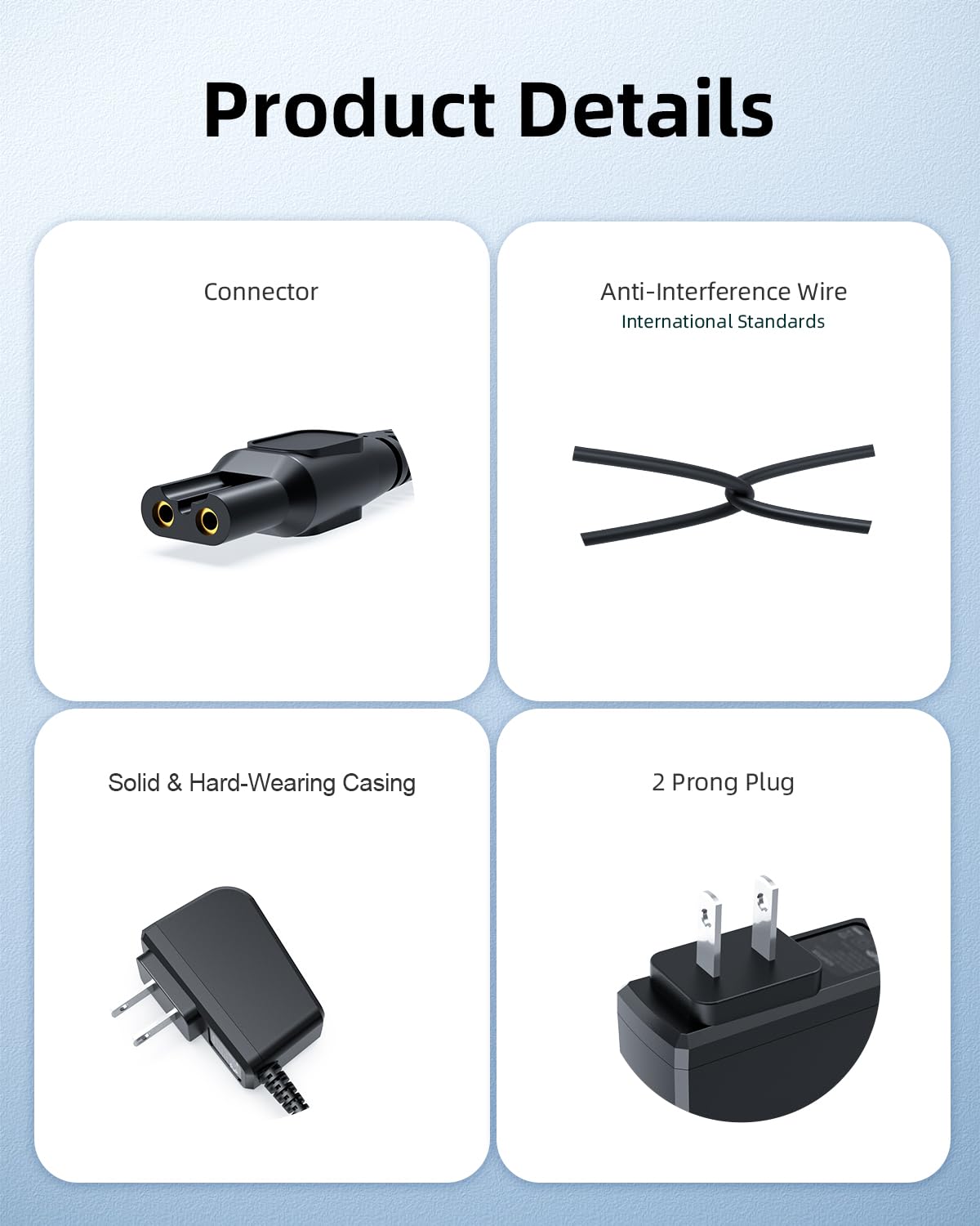 Nicpower Charger Cord for Philips Norelco HQ8505 Series - Compatible Replacement Power Cable