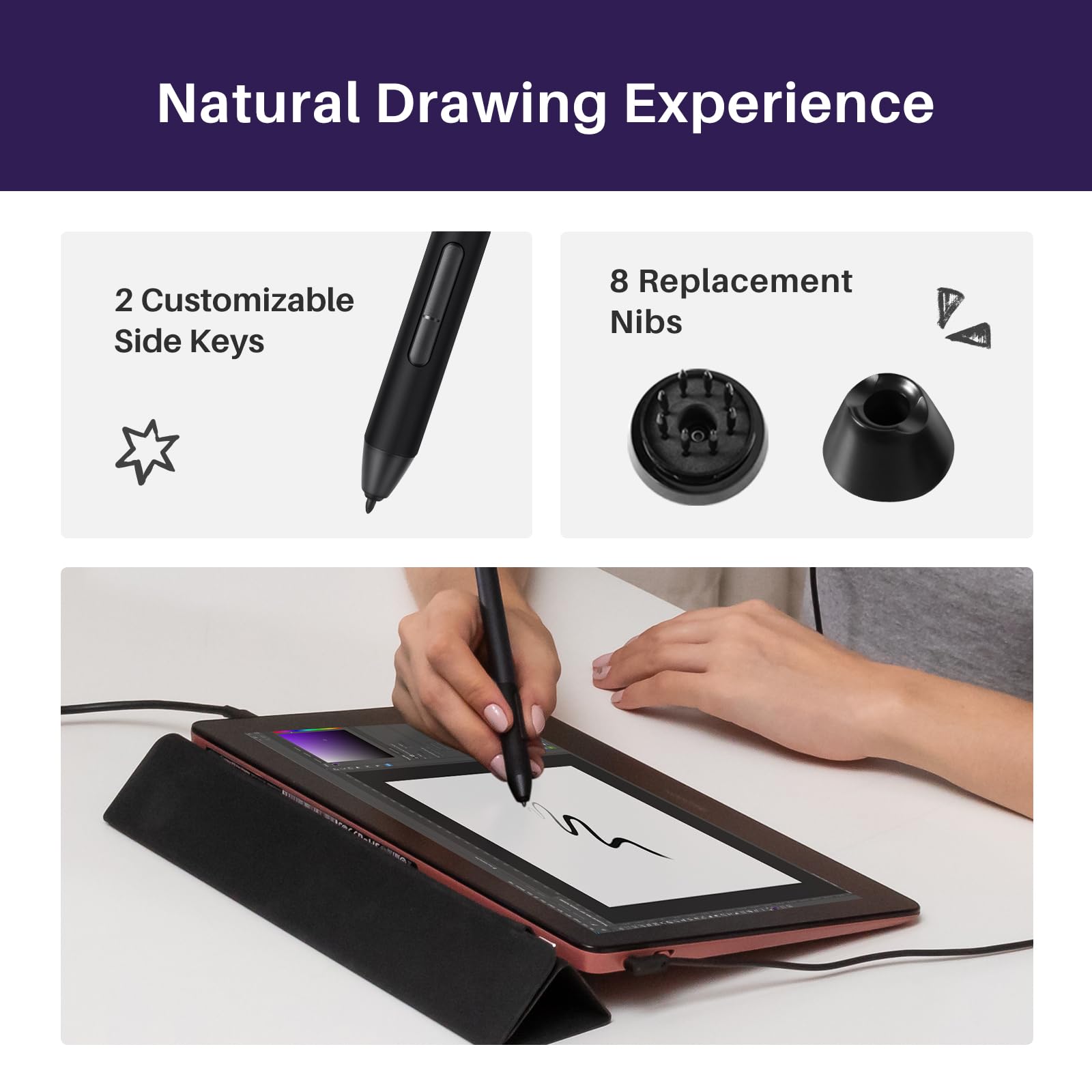 Gaomon Pd1320 Pen Display Drawing Tablet, 13.3 Inch Full Laminated 120% Srgb Graphics Monitor With Tilt Support For Artists, Des