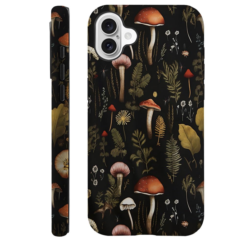 Seized Case Compatible With For Iphone 16 Plus,Vintage Mushroom Snail Daisy Leaf Phone Case For Girl Women Boy Men,Durable Prote