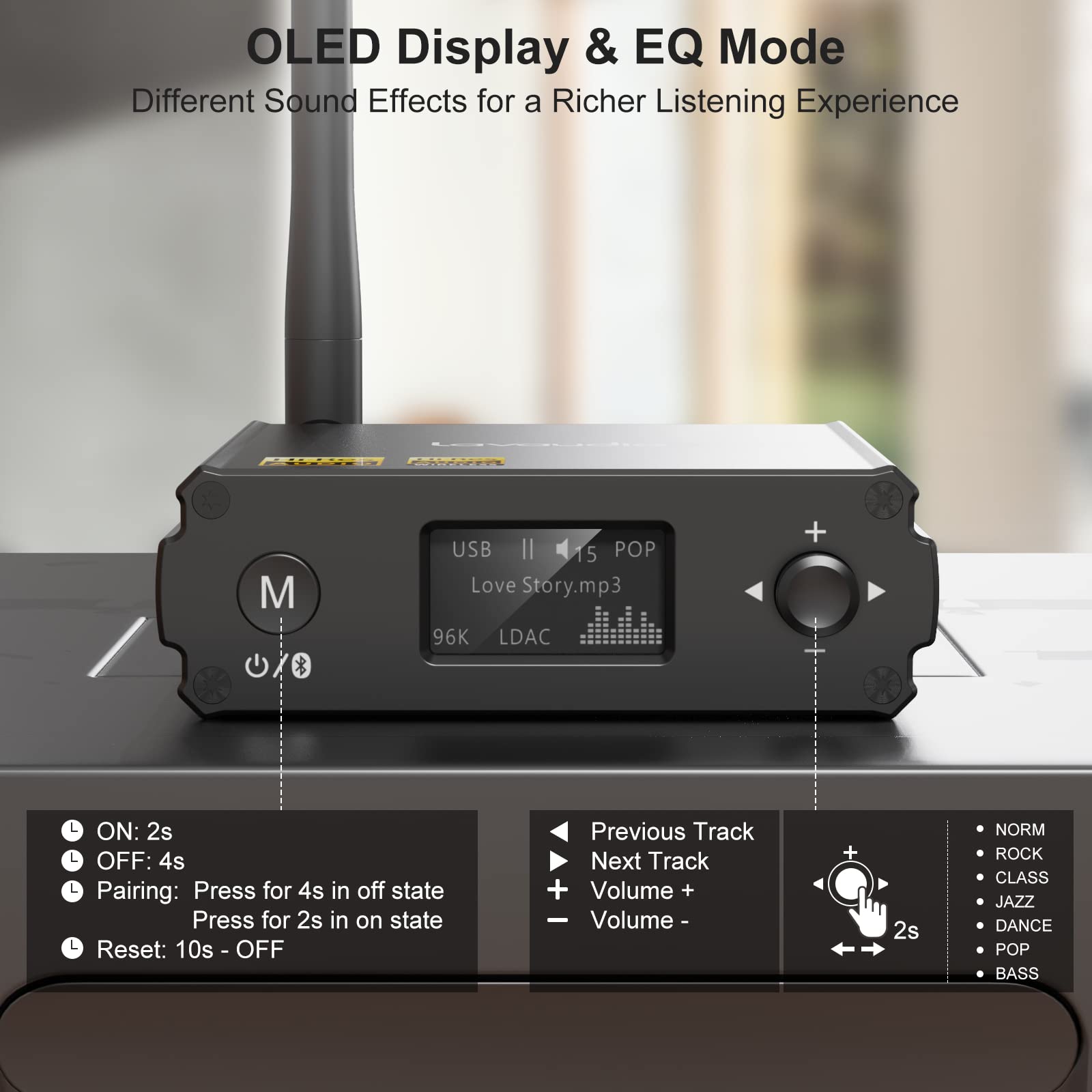 1Mii Bluetooth Adapter For Stereo Receiver W/Ldac, Bluetooth 5.1 Hi Res Audio Receiver For Speakers W/Audiophile Dac/Aptx Hd/Low