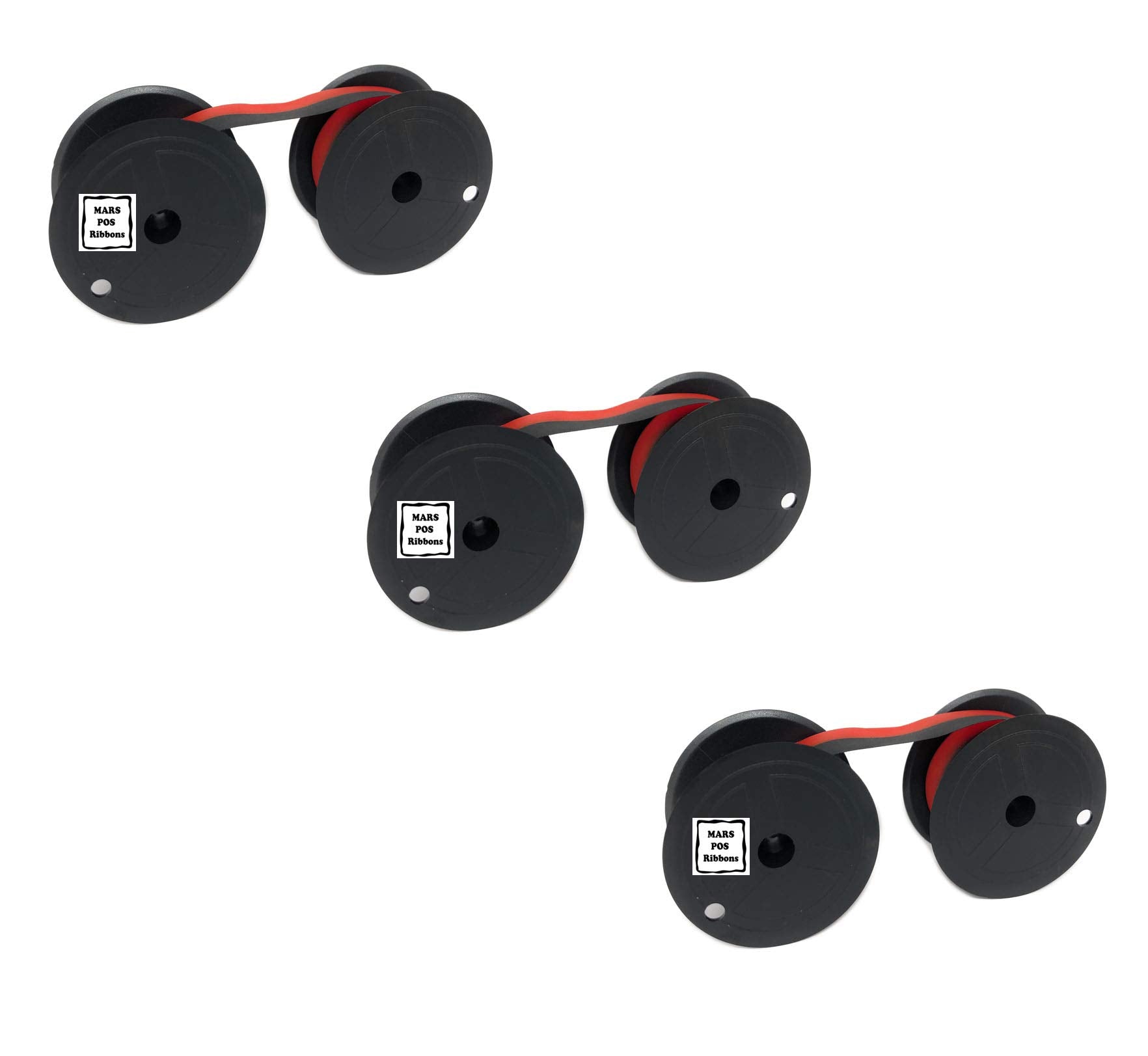 Mars Pos Ribbons Compatible With Calculator Spool Ribbon Replacement For Universal Gr24Br Ribbon (Black Red, 3 Pack)