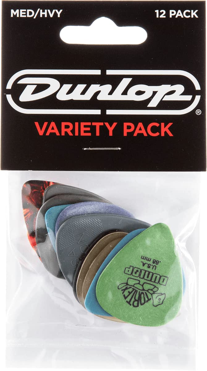 Dunlop Pick Variety Pack, Assorted, Medium/Heavy, 12/Players Pack