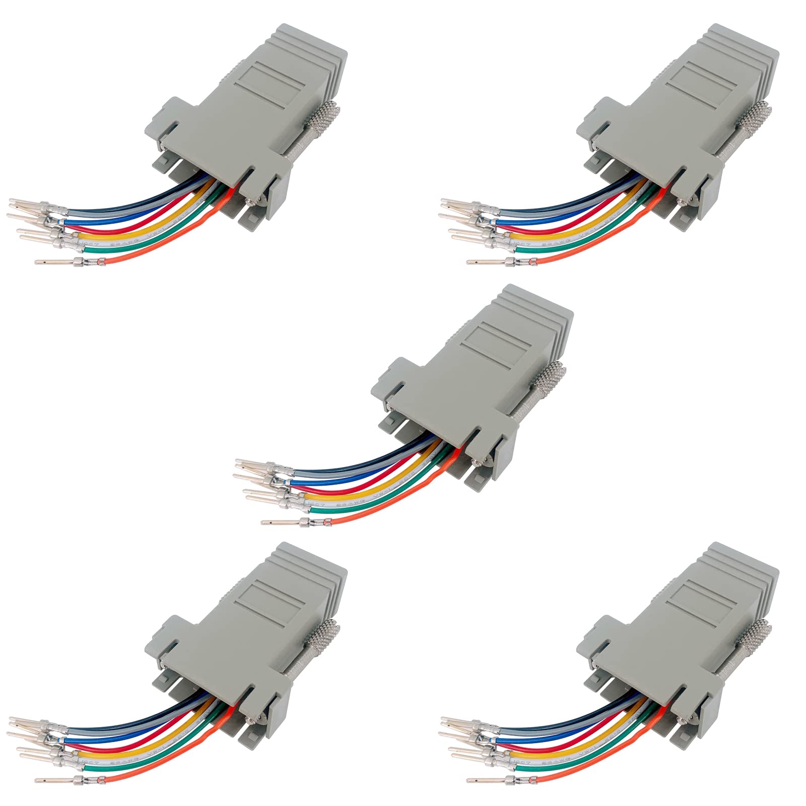 Jienk 5Pcs Db9 Male To Rj45 Modular Adapter, Db9 To Rj45 Female Jack Ethernet Adapter