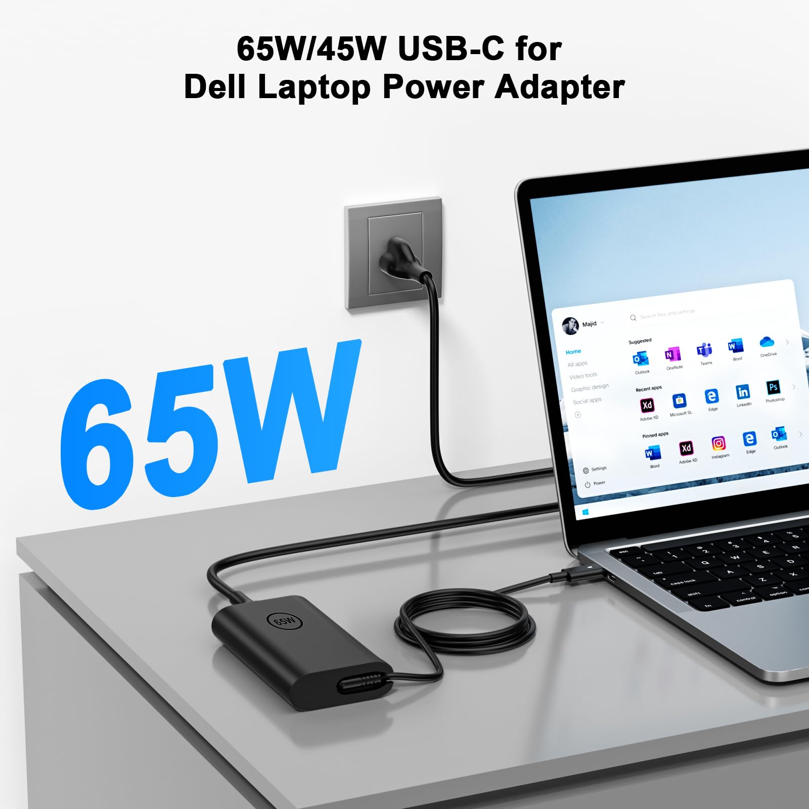 65W 45Watt Usb C Charger For Dell Laptop Charger Replacement Dell Latitude 5520 5420 5320 5430 7420 7390 7320 7400 Dell Xps 13 1