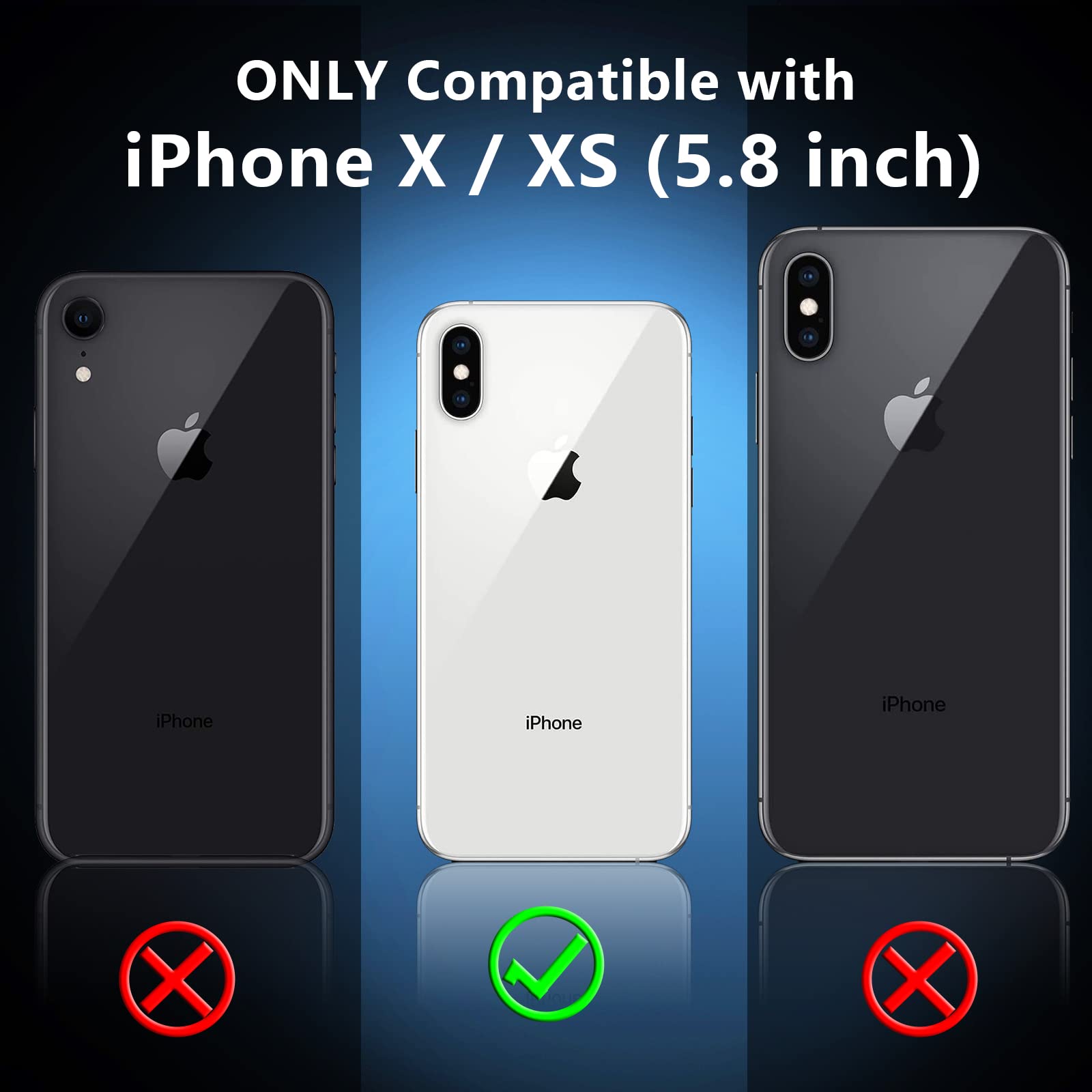 Spidercase For Iphone X Case/Iphone Xs Case, [Crystal Clear Not Yellowing] [Military Grade Drop Protection] [2 Pcs Tempered Glas