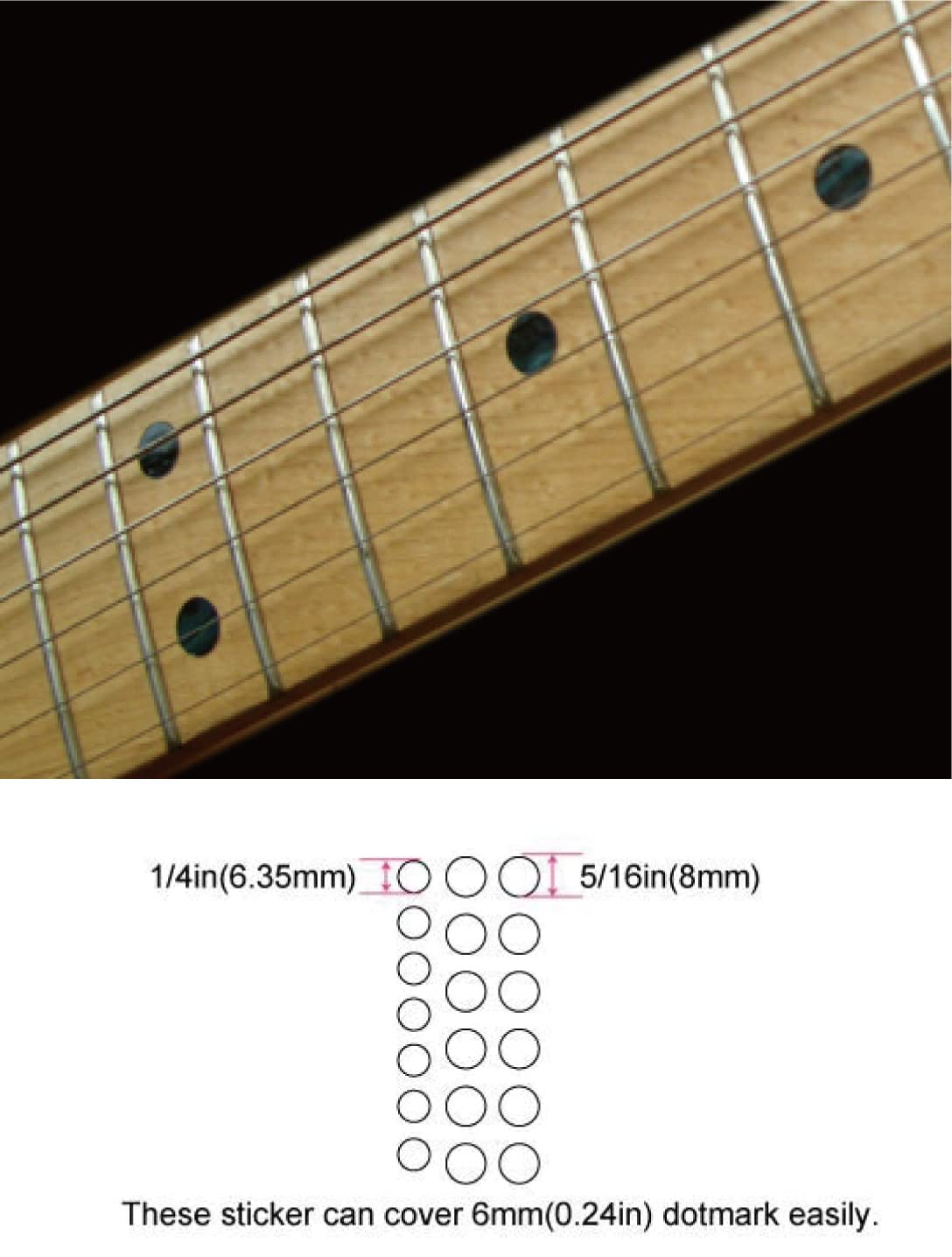 Inlay Sticker Fret Markers For Guitars & Bass   Custom Dots   Black Pearl
