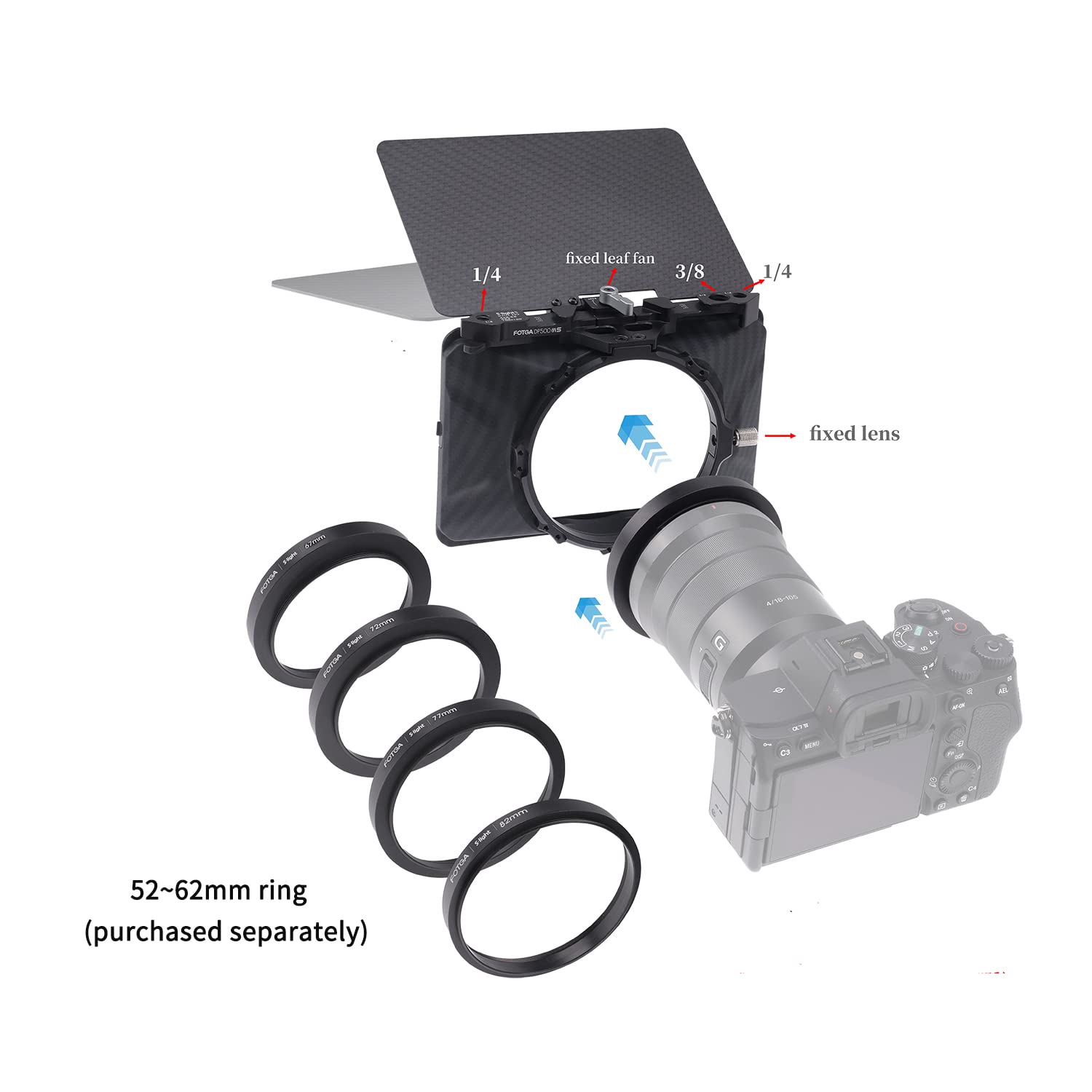 Foto4Easy Mini Matte Box,Lightweight Box With Top Flag For Dslr Mirrorless Cameras,Compatible 67Mm/72Mm/77Mm/82Mm Lenses,Support