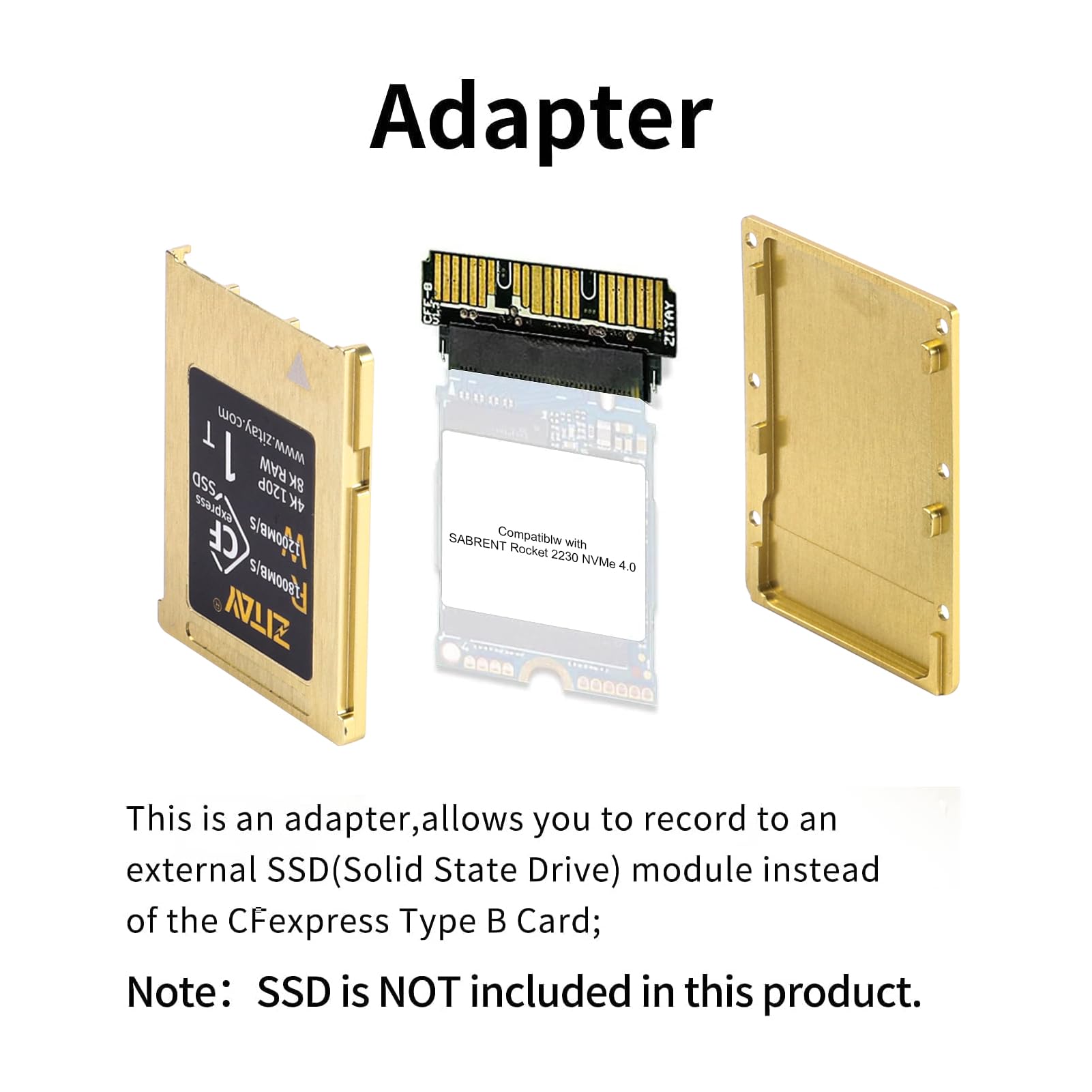 Zitay Cfexpress Type B Card To Nvme M.2 2230 Ssd Adapter Compatible With Nikon Z6 Z7 Z9 Canon Rc R5 R5C Panasonic Gh6 S1H(Ssd Is Not Included