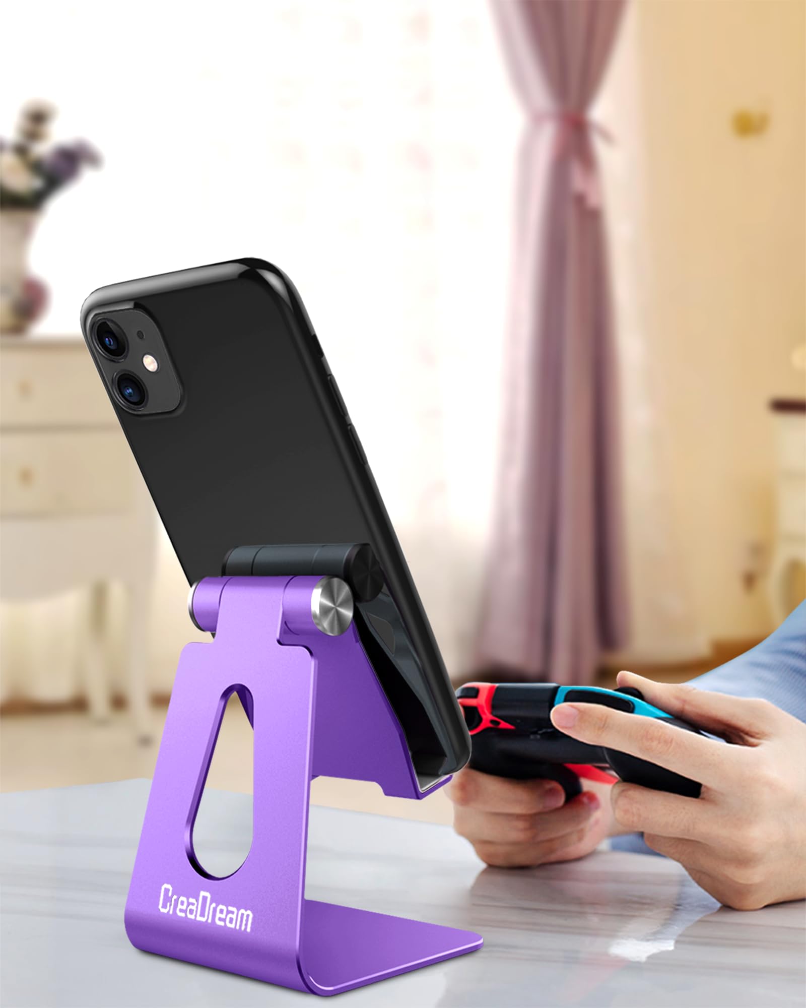 Creadream Adjustable Cell Phone Stand, Phone Stand, Cradle, Dock, Holder, Aluminum Desktop Stand Compatible With Phone 15 14 13
