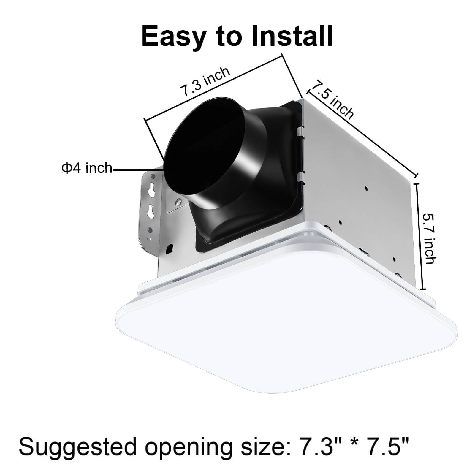 Joeaonz Bathroom Exhaust Fan With Light 110 Cfm Household Quiet With Color Change, 3000K/4000K/5500K 1000Lm, 3 Color Temperature