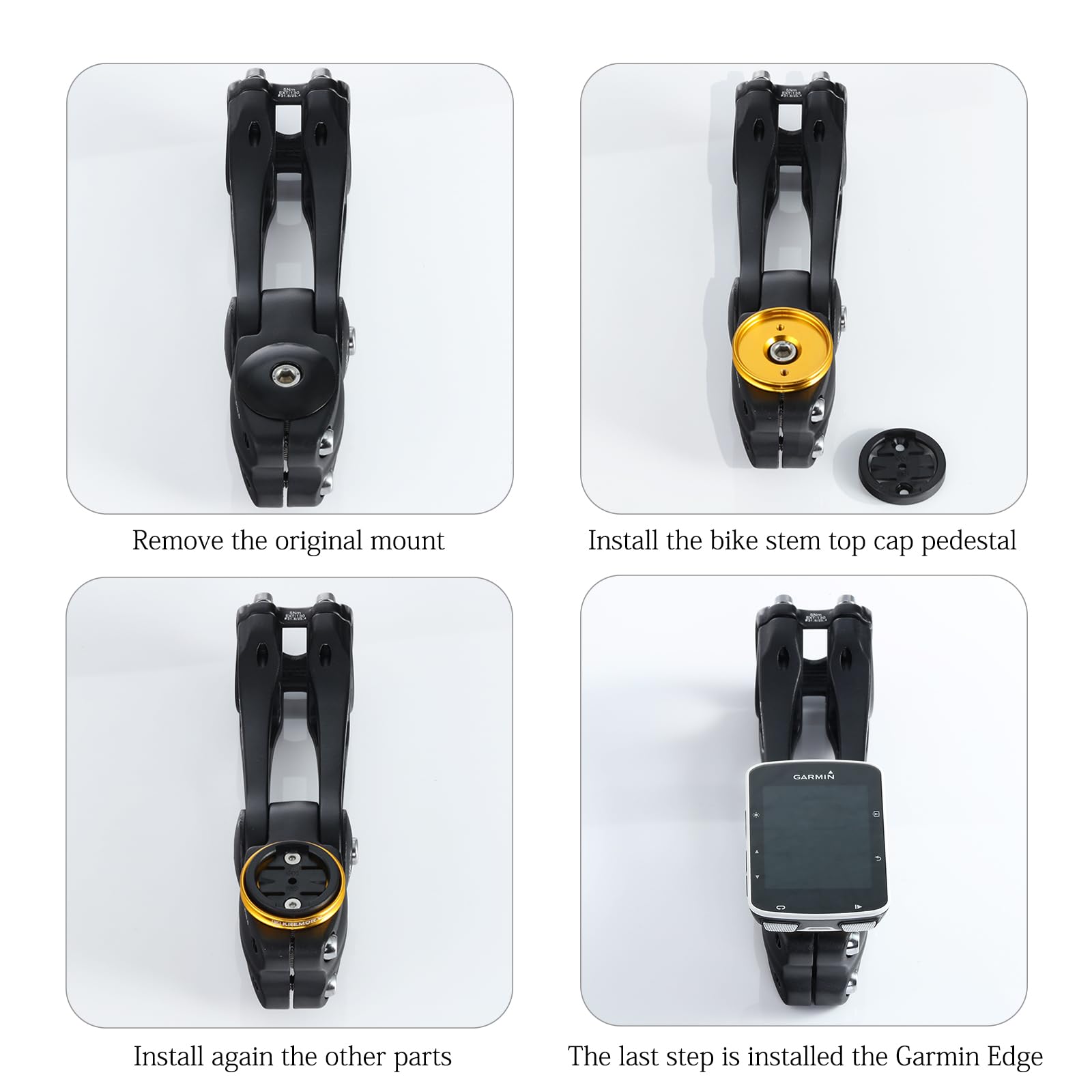 Kremorv Bike Stem Top Cap Computer Mount Bicycle Stem Headset Mount For Garmin Edge