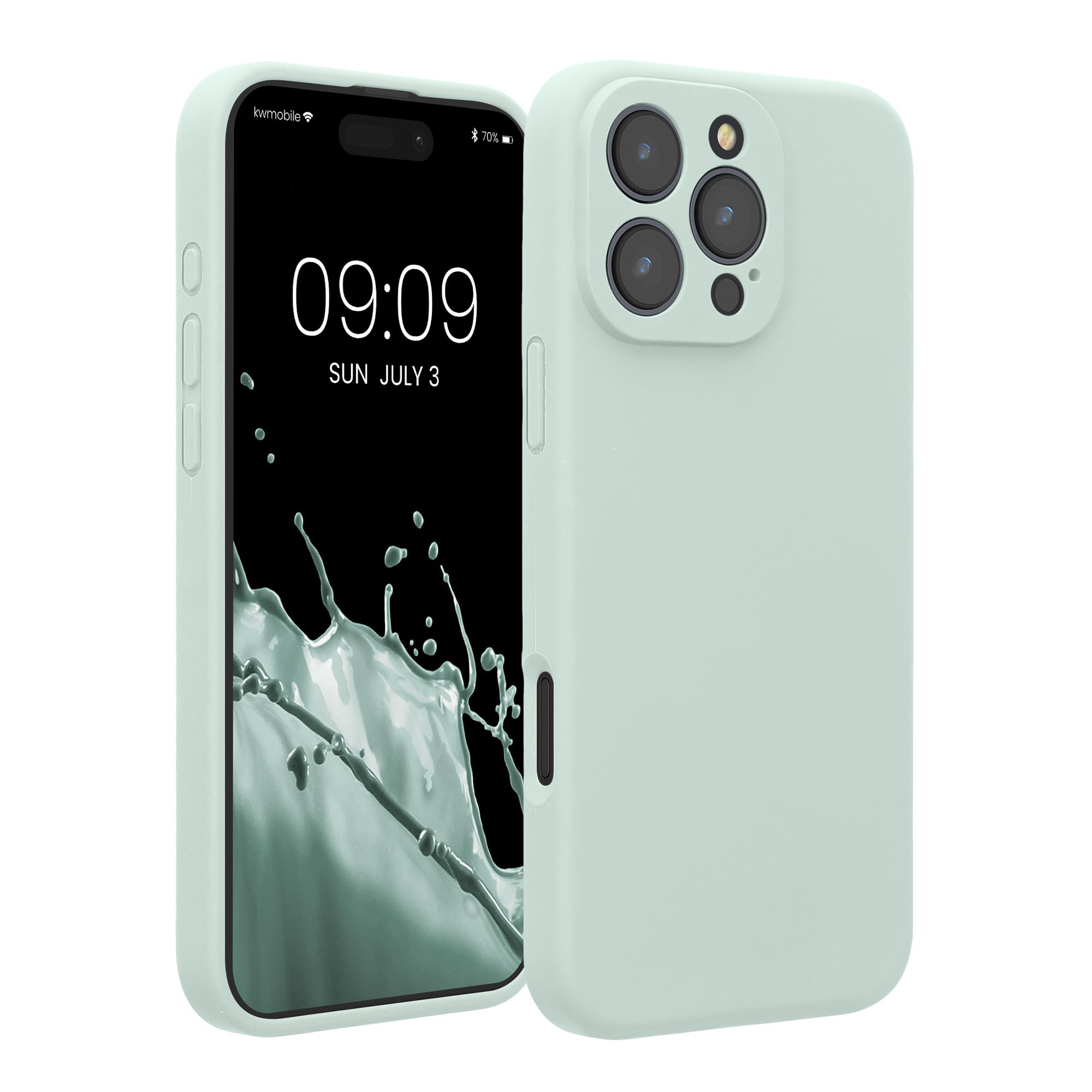kwmobile Case Compatible with Apple iPhone 16 Pro Max Case - Slim TPU Silicone Phone Cover - Soft Touch Finish - Cool Mint