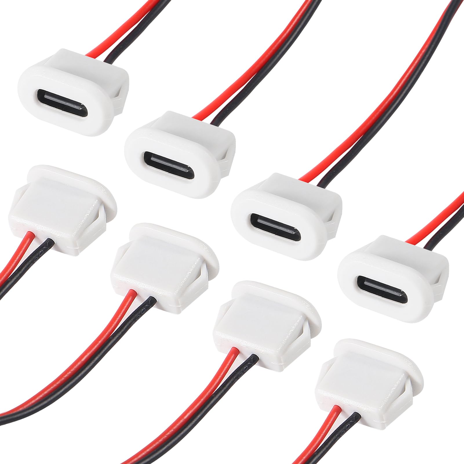 Xiitia 8Pcs Type C Female Chassis Waterproof 2P Solder Wire Type Usb C Pigtail Cable Extension Power Cable Usb C Plug To 2 Pin B