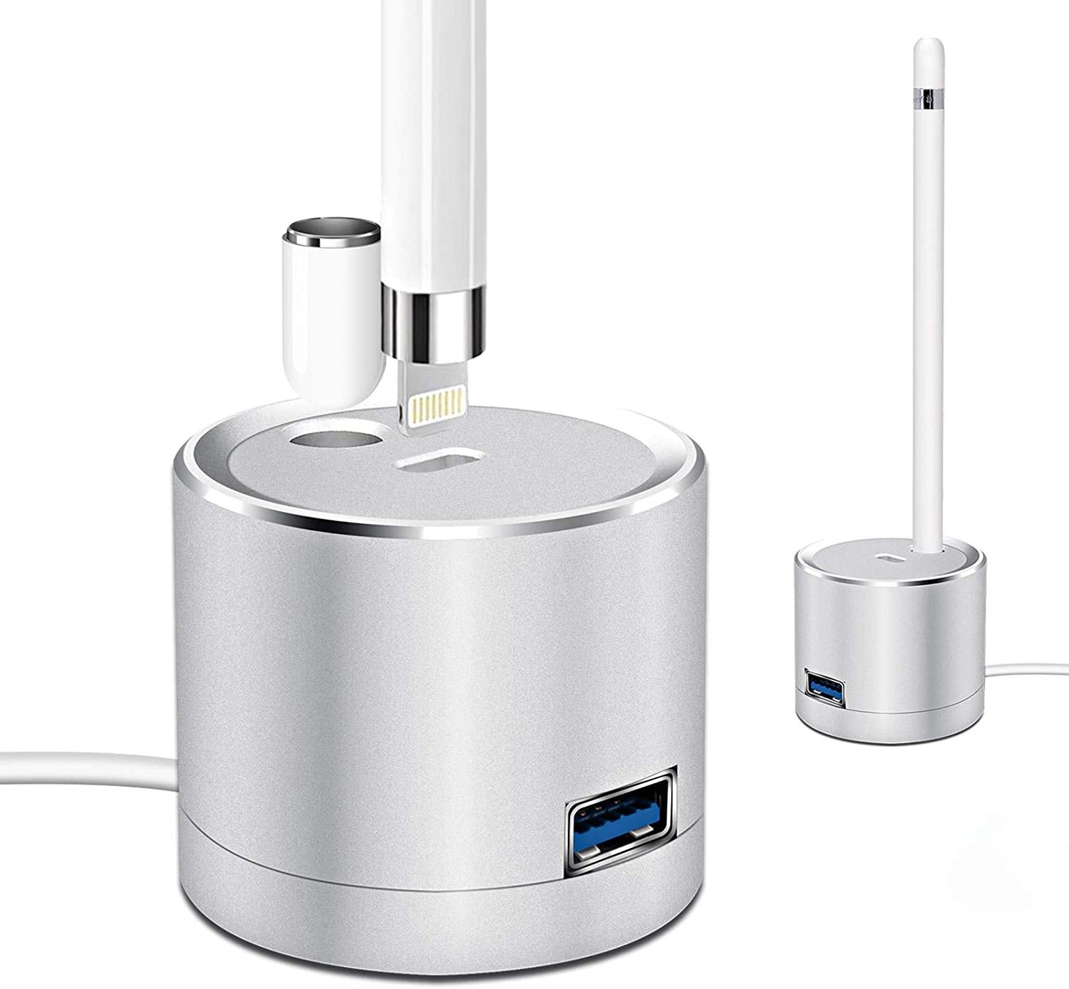 TechMatte Charging Stand Compatible with Apple Pencil 1st Generation- Premium Aluminum Charging Dock with Built-in Charging Cabl