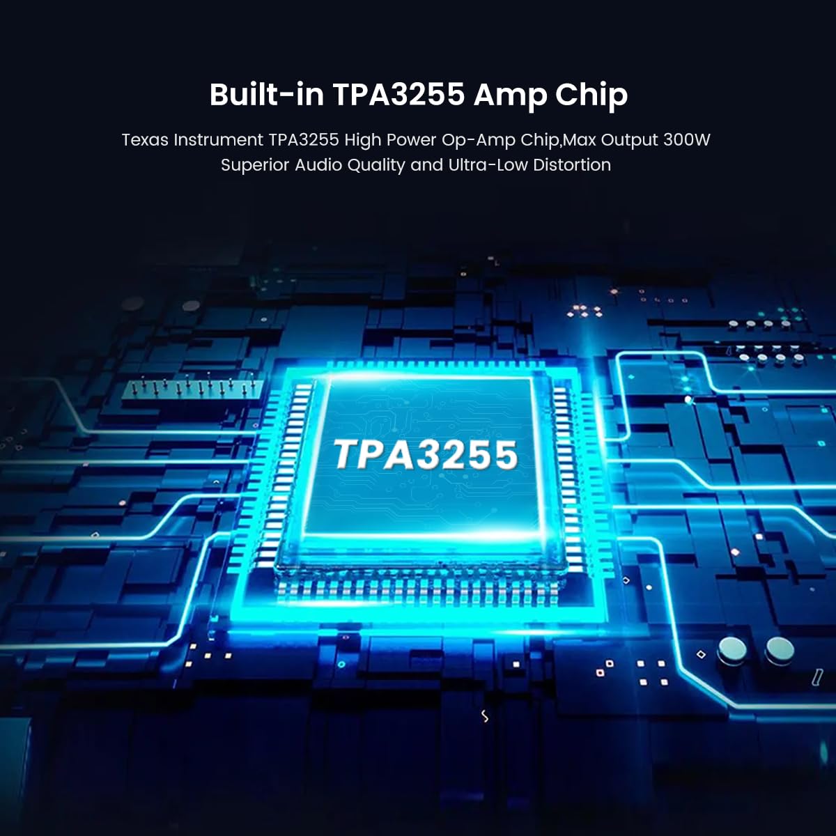 Aiyima A07 Premium Tpa3255 Power Amplifier 300Wx2 Hifi Class D Audio Amp Mini 2 Channel Stereo Amplifier For Passive Speaker Desktop Bookshelf Home Theater System With Dc 32V Power Adapter