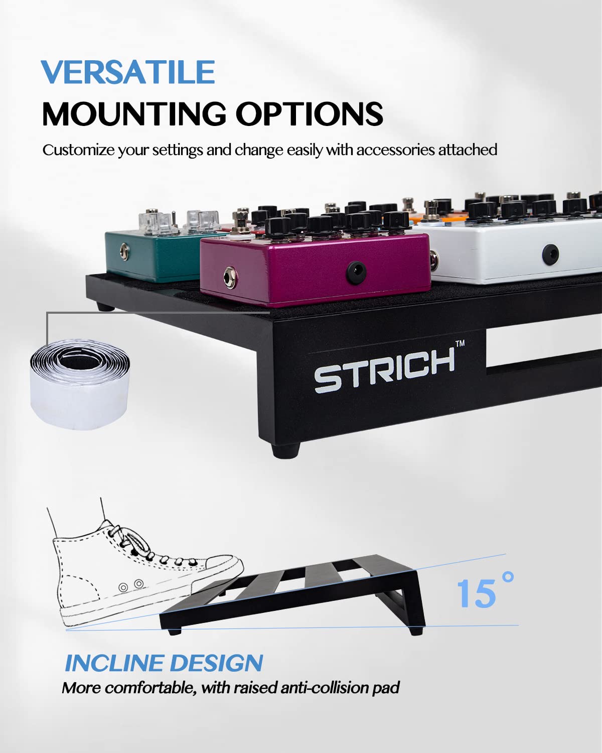 Strich Guitar Pedal Board Aluminum Alloy 2.65Lb Lightweight Effect Pedalboard 22 X 12.5 With Carry Bag, Standard 22 (Angled)