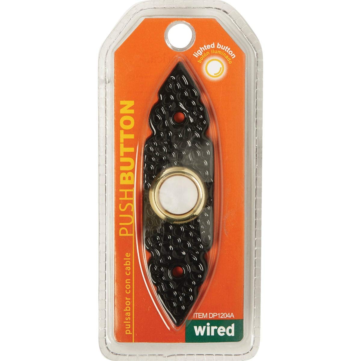Iq America Dp1204A Wired Antique Hammered Surface Mounted Traditional Doorbell Pushbutton White Push Button With Polished Brass
