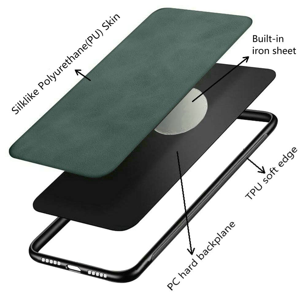 Kepuch Silklike Case For Honor Magic 6 Pro   Cover Bumper Built In Metal Plate For Honor Magic 6 Pro   Green