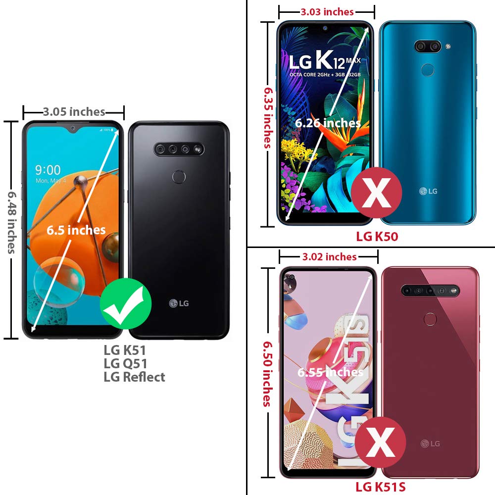 Tjs Compatible With Lg K51 Case, Lg Q51 Case, Lg Reflect Case, With [Tempered Glass Screen Protector][Metal Ring][Magnetic Suppo