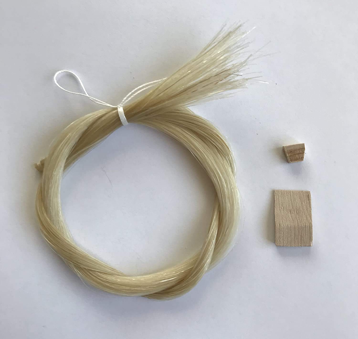 Mi&Vi Classic Mongolian Horse Hair For Violin, Viola Bows   Unbleached, White 29.5'' (1 Hank, Prepared, Includes Plug And Wedge)