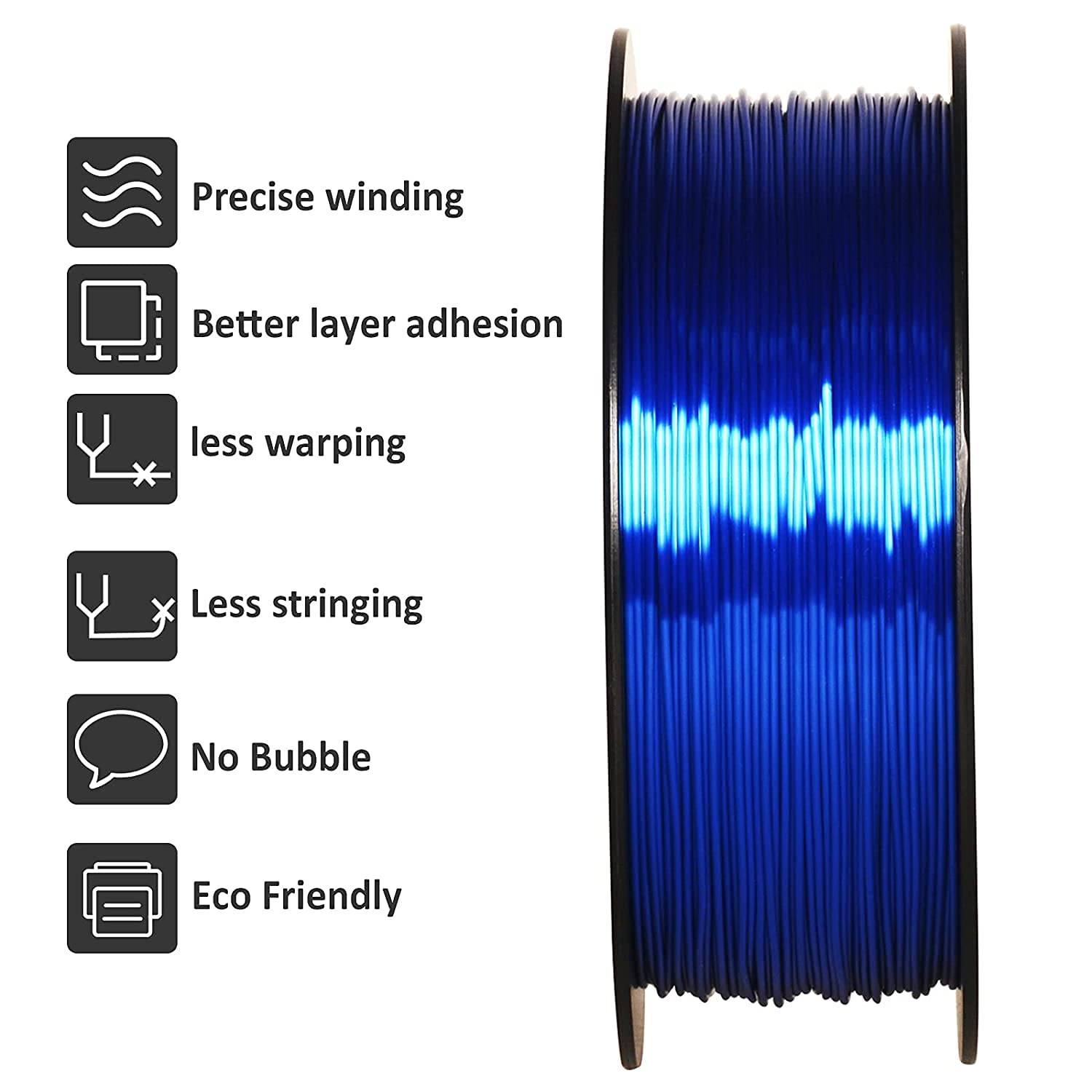 Giantarm 3D Printer Filament, Silk Royal Blue Pla Filament, 1Kg(2.2Lbs) Spool, 1.75Mm Dimension Accuracy +/  0.03Mm, 3D Printing