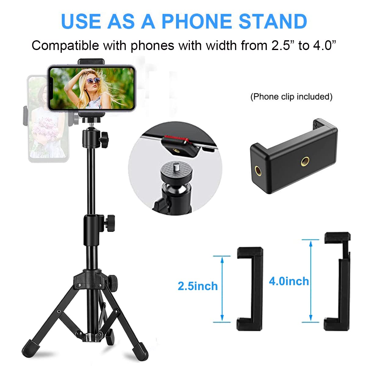 Webcam Tripod Stand Extendable Desktops Tripod For Camera/Phone/Webcam, Desk Tripod Webcam Mount Holder Compatible With Logitech