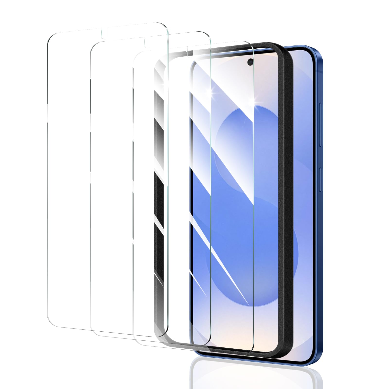 3*Screen Protector for Samsung Galaxy S24+/S24 Plus/S25+/S25 Plus with a Installation Alignment Aid, Double Shatterproof HD Temp