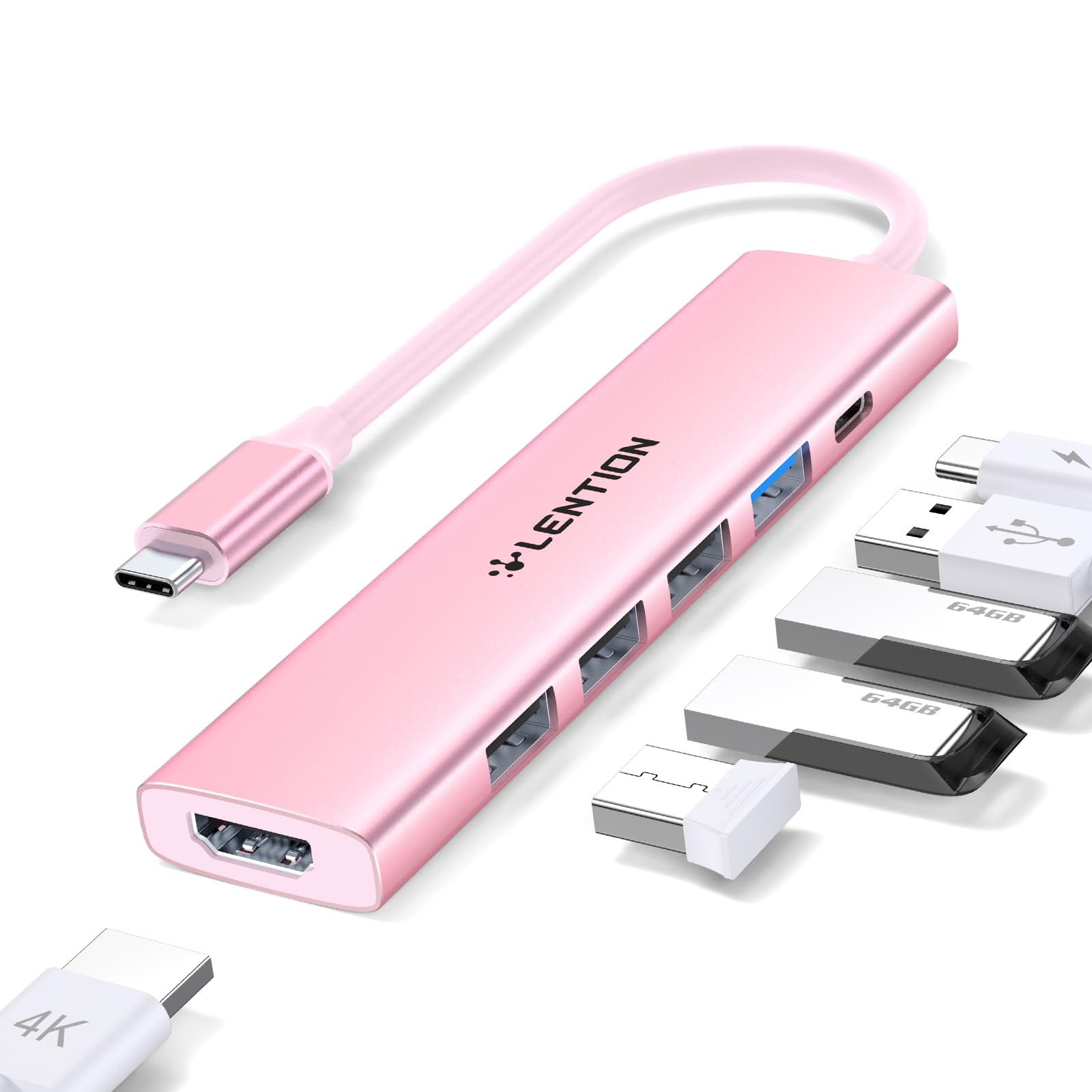 Lention Usb C Hub Multiport Adapter With 100W Pd Charging, 4K Hdmi, 4 Usb A Data Ports, Type C Hub For 2023 2016 Macbook Pro, Ne