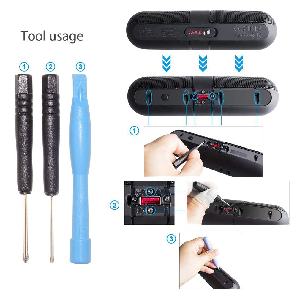 Hixon Replacement Battery For Beats Pill 2.0,Specially Designed 7.4V 1050Mah Li Ion Battery, Built In Intelligent Ic, Fits J272/