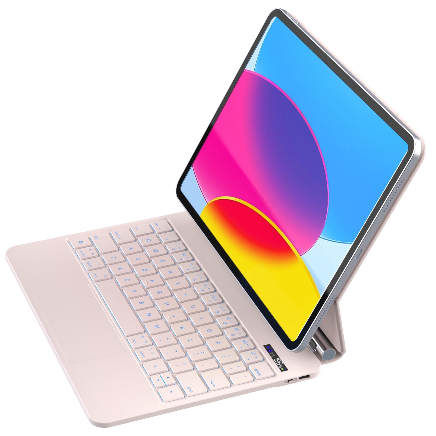 Zenlu Ipad 10Th Generation Case With Keyboard Pink, Multi Touch Trackpad, Power Display, Floating Cantilever Stand, Premium Pu L