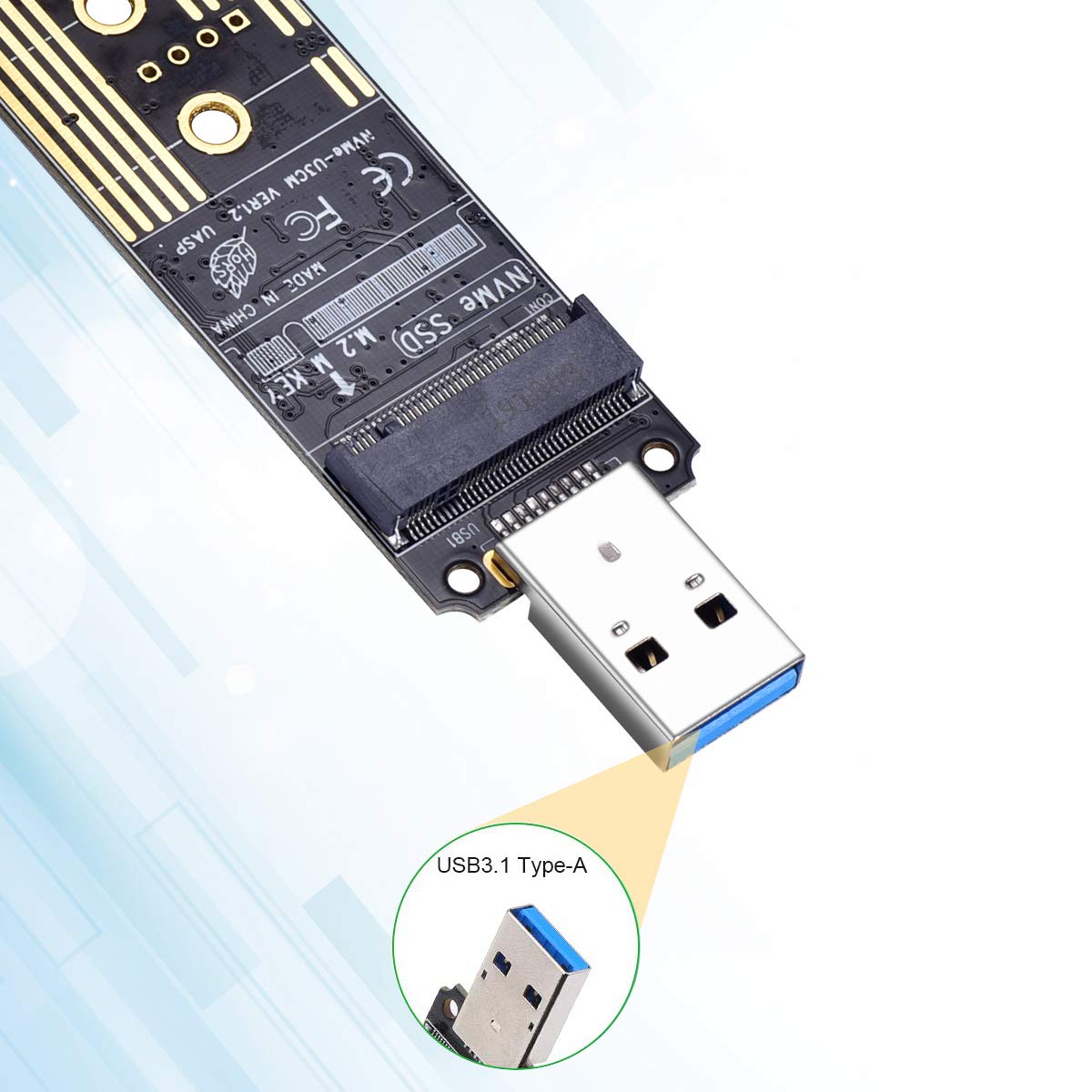 M.2 Nvme Usb 3.1 Adapter, M Key M.2 Nvme To Usb Card Reader Usb 3.1 Gen 2 Bridge Chip With 10 Gbps High Performance, Compatible With Samsung 950/960/970 Evo/Pro Or Other M.2 Ssds With Pci E Type
