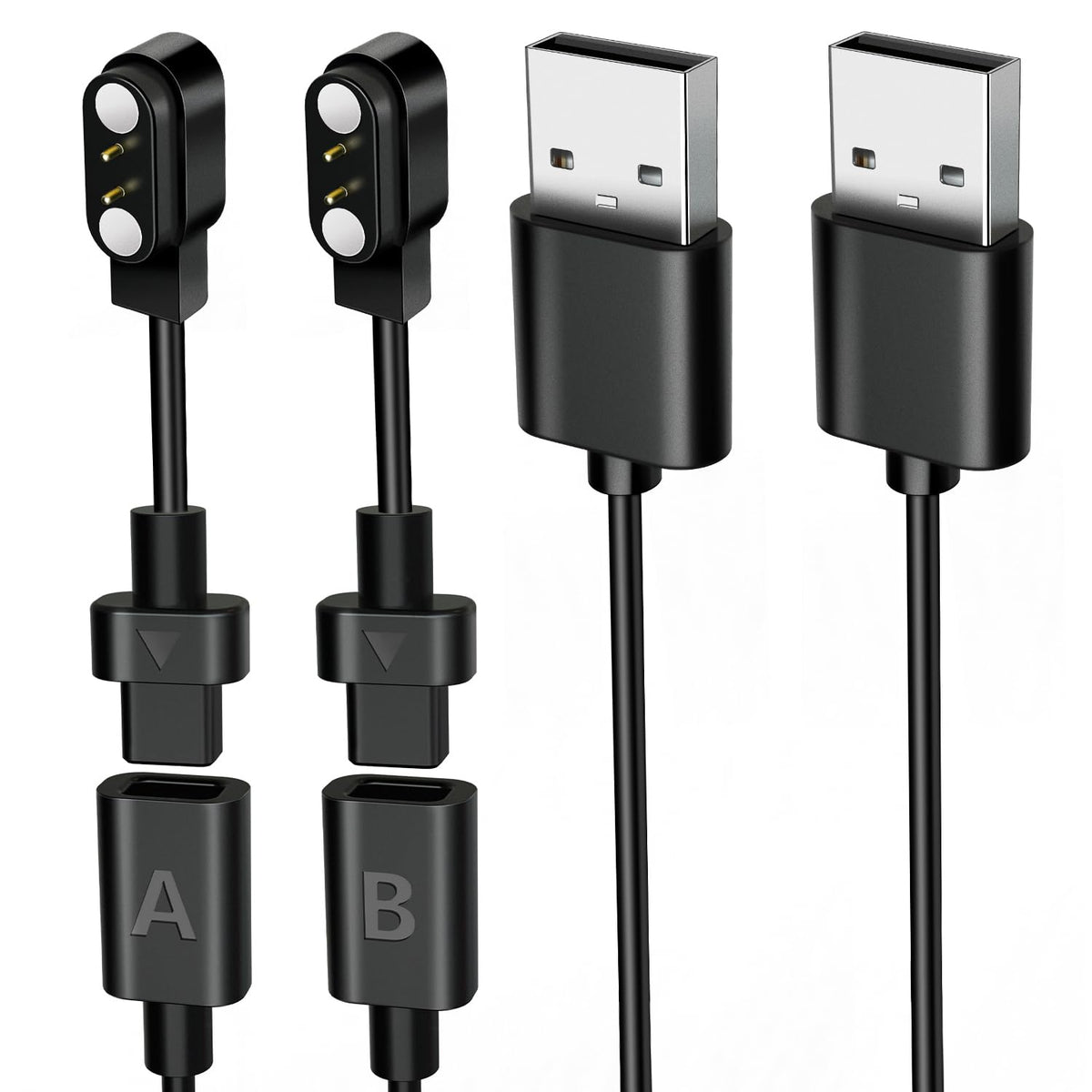 2-Pack Ab284 Reversible Smart Watch Charger - Innovative Magnetic Charging Cable, Solves Polarity Mismatch, Universal For All 2.