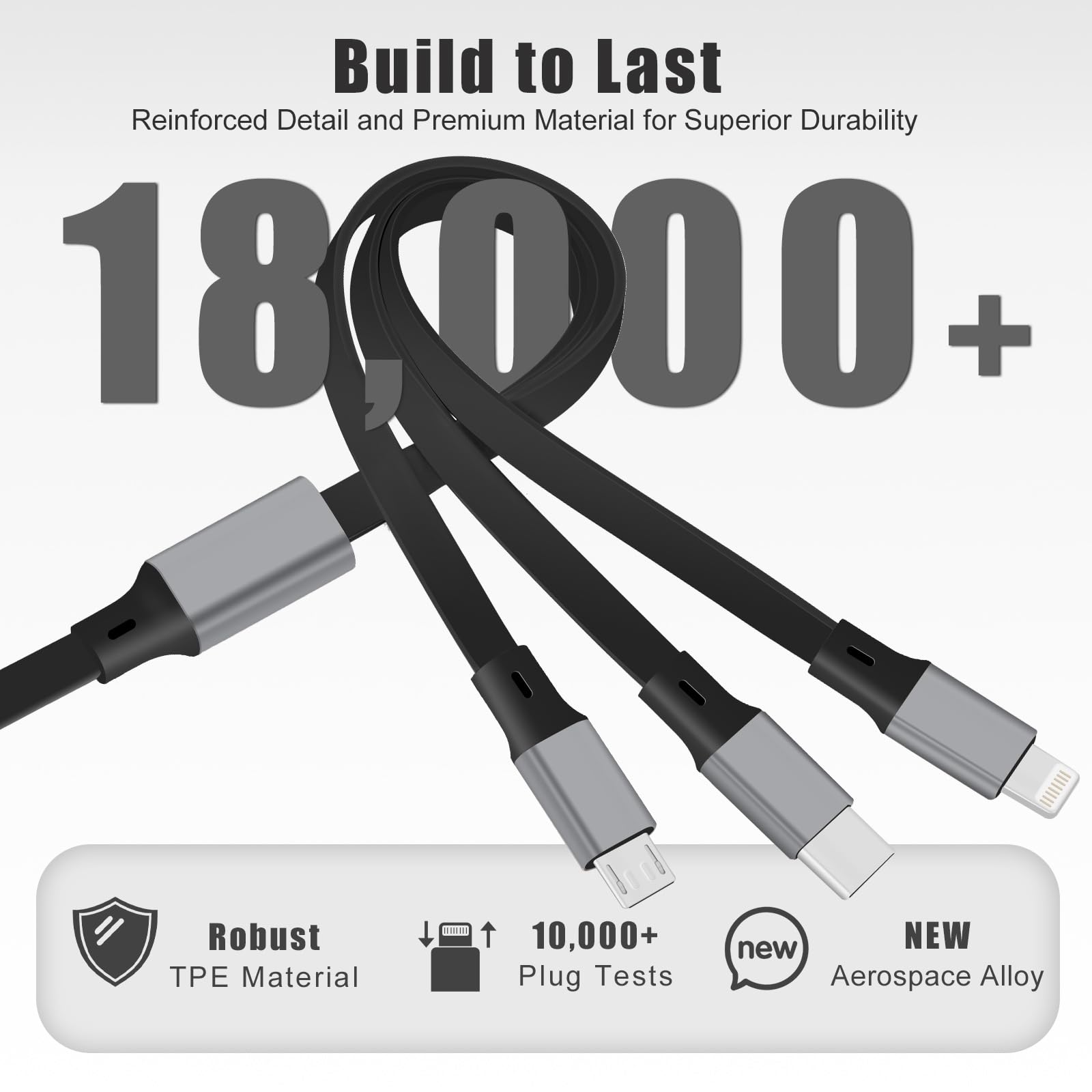 Uzahsk Multi Charging Cable 4Ft 3 In 1 Usb Retractable Phone Charger Cable With Type C/Ios/Micro Usb Port Connector, Compatible