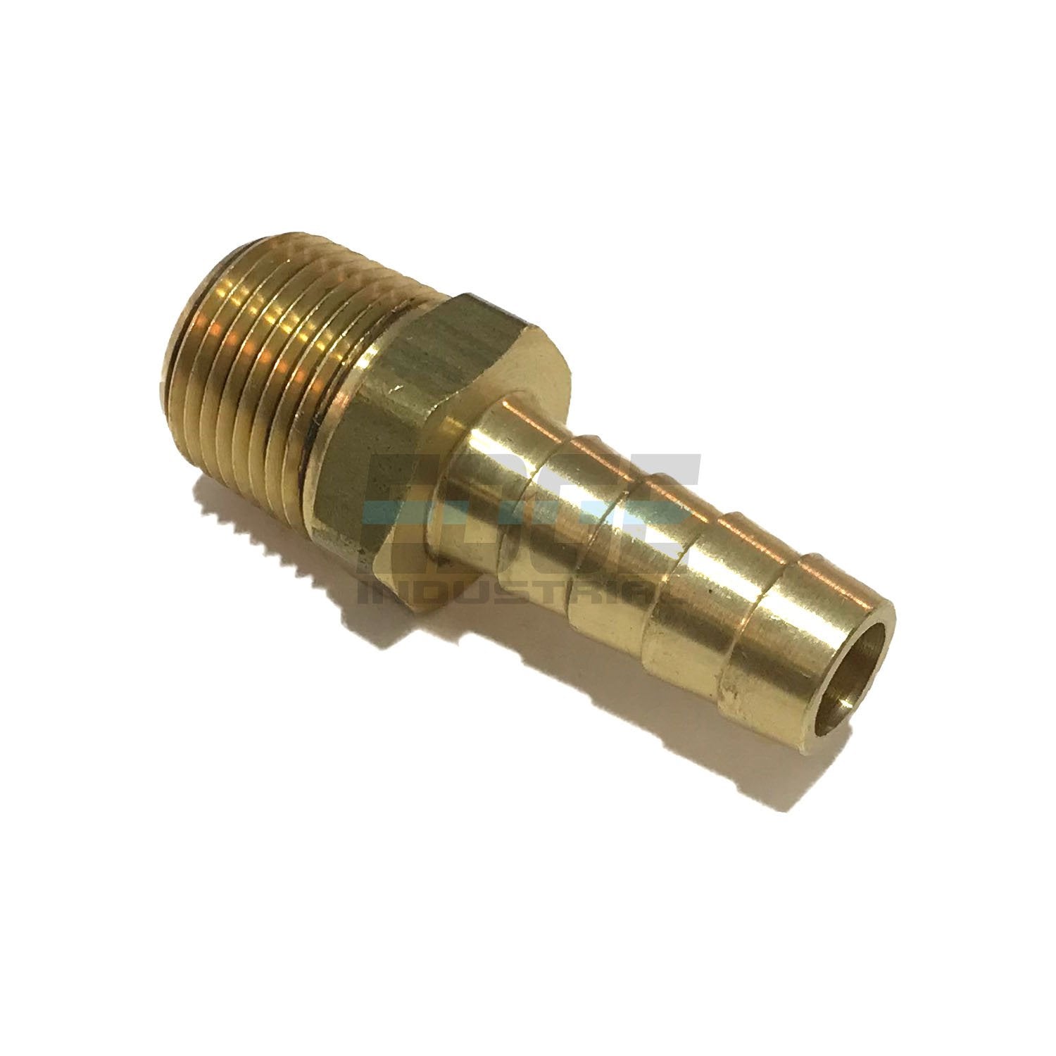 Edge Industrial 3/8'' Hose Id To 3/8'' Male Bsp Bspt Straight Brass Fitting Fuel / Air / Water / Oil / Gas / Wog (Qty 01)