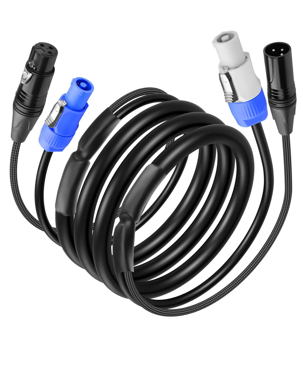 CERRXIAN 6.6 FT PowerCon and DMX Extension Cable, 13AWG AC Power DMX 3Pin XLR Signal Combo Cables for Stage Lighting, Concerts, 