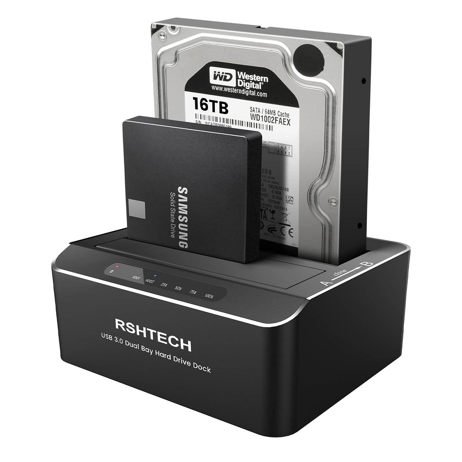 Hard Drive Dock, Rshtech Aluminum Usb 3.0 To Sata Dual Bay External Hard Drive Docking Station For 2.5 & 3.5 Inch Sata Hdd Ssd W