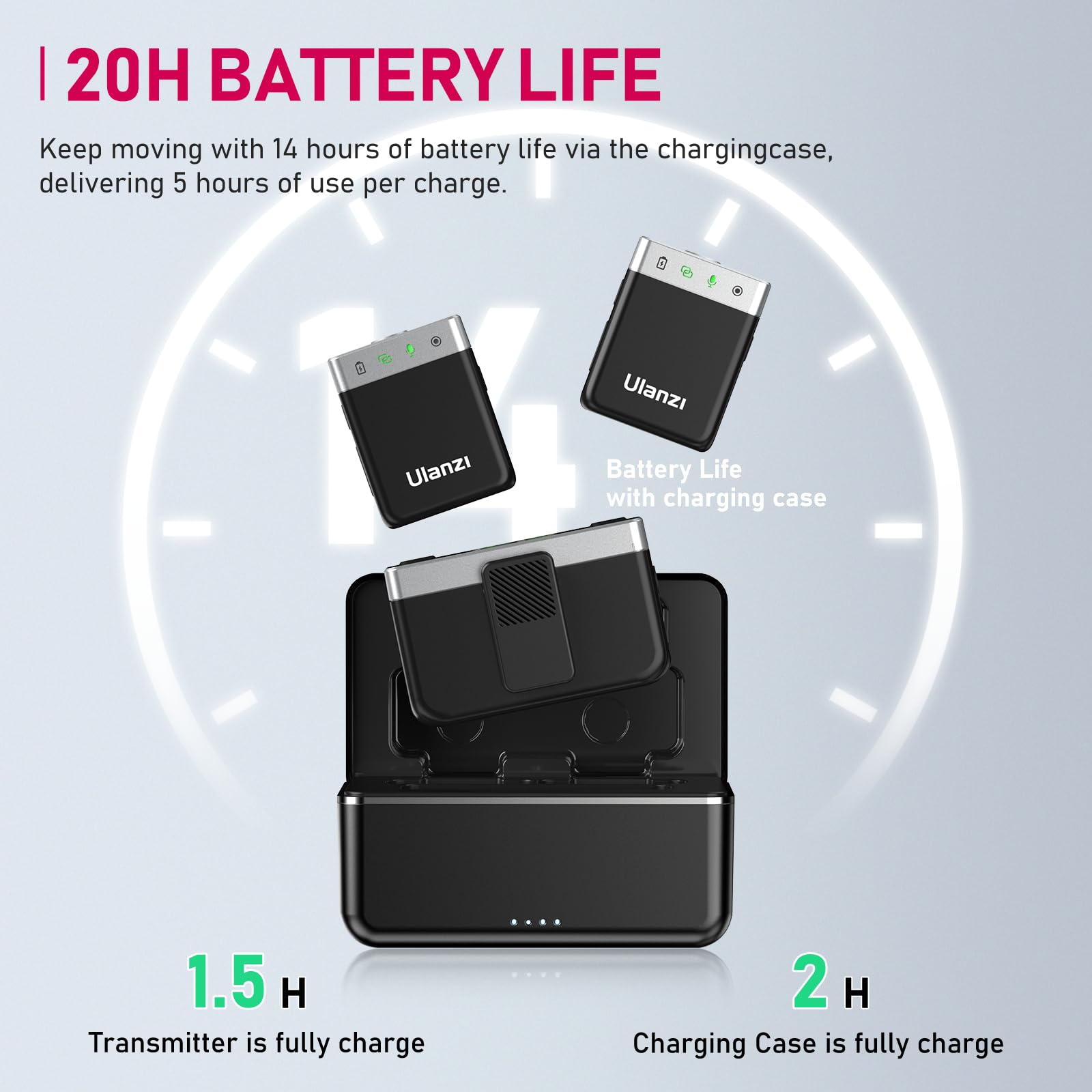 Ulanzi Am18 Wireless Lavalier Microphone,100M(328Ft) Range, Intelligent Lcf Noise Cancellation - Compact Lapel U-Mic For Dslr Ca