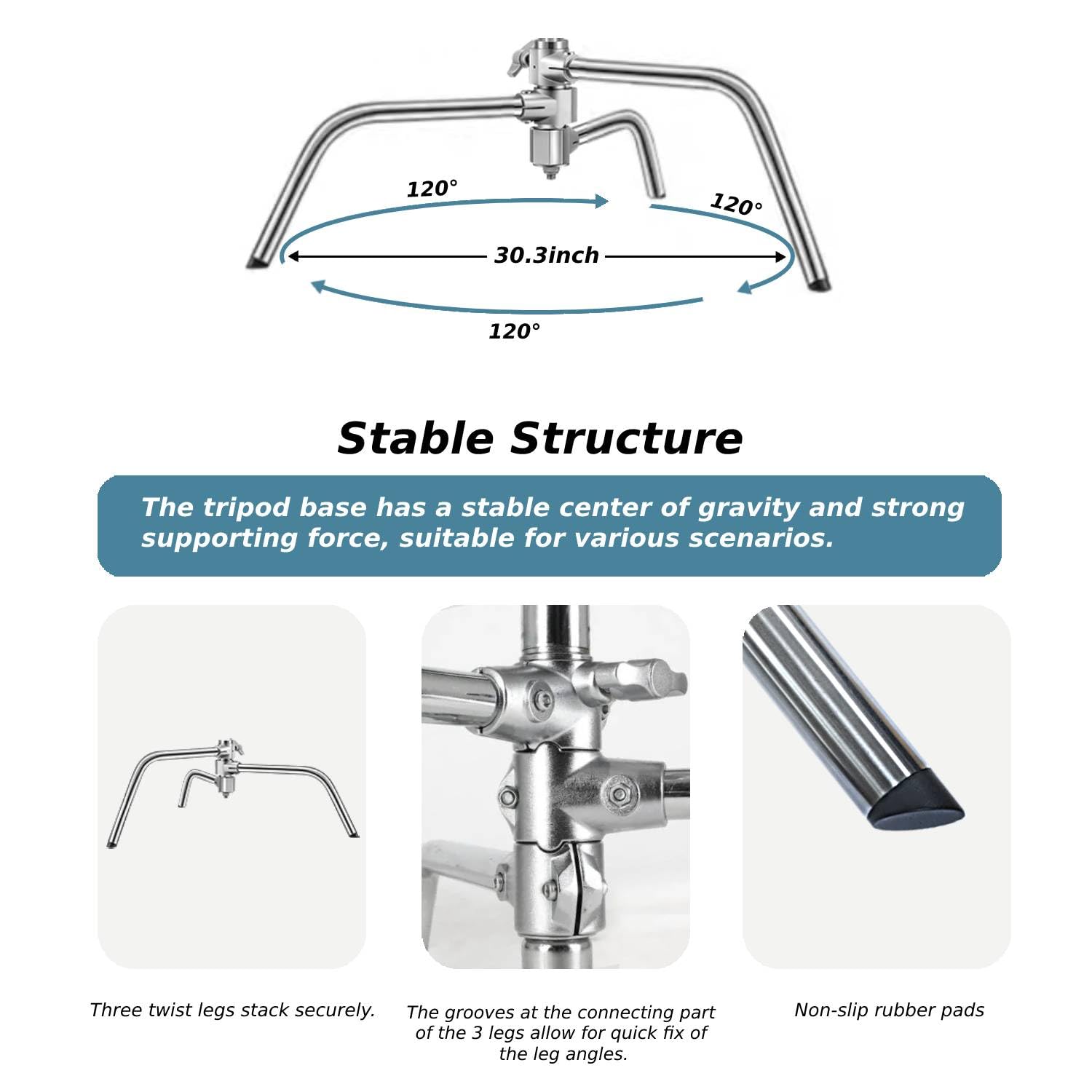 Itotin Heavy Duty C Stand With Boom Arm, Stainless Steel Heavy Duty Photography Light Stand, Adjustable Height 4.9Ft 10.8Ft, Wit